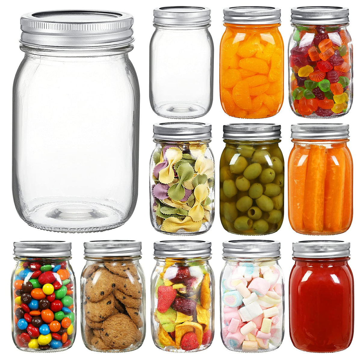 Yeboda 16 Oz Wide Mouth Mason Jars 12 Pack Glass Canning Jars With Airtight Lids And Bands For Preserving, Jam, Honey, Jelly, We