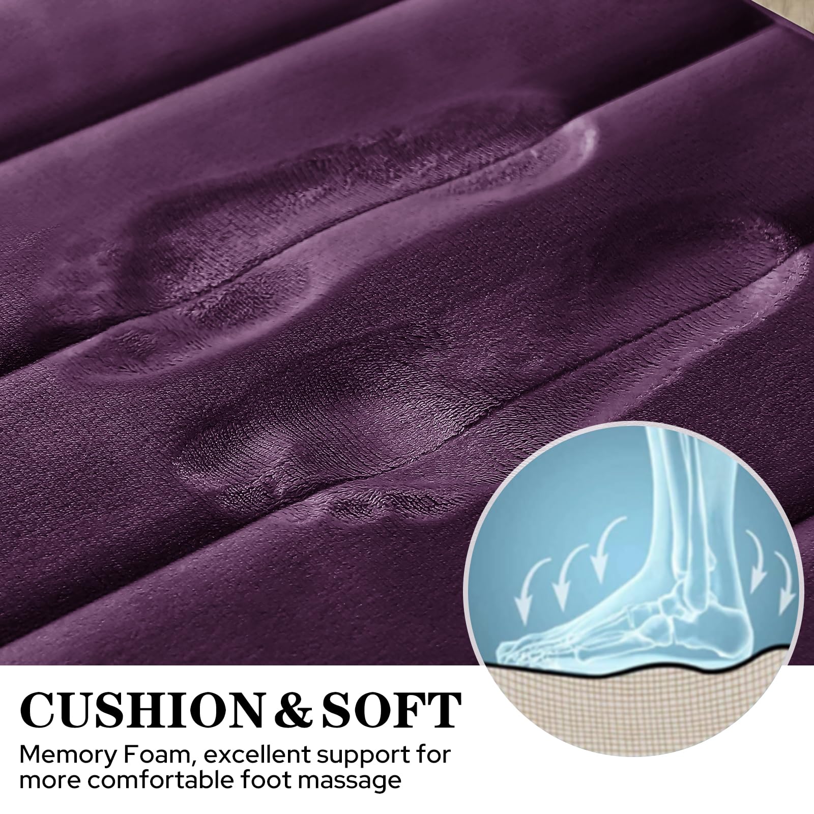 BYSURE Purple Memory Foam Bathroom Rug Set, Non-Slip, Soft, 3-Piece (17"x24", 20"x32", U-Shape 20"x24") - Machine Wash