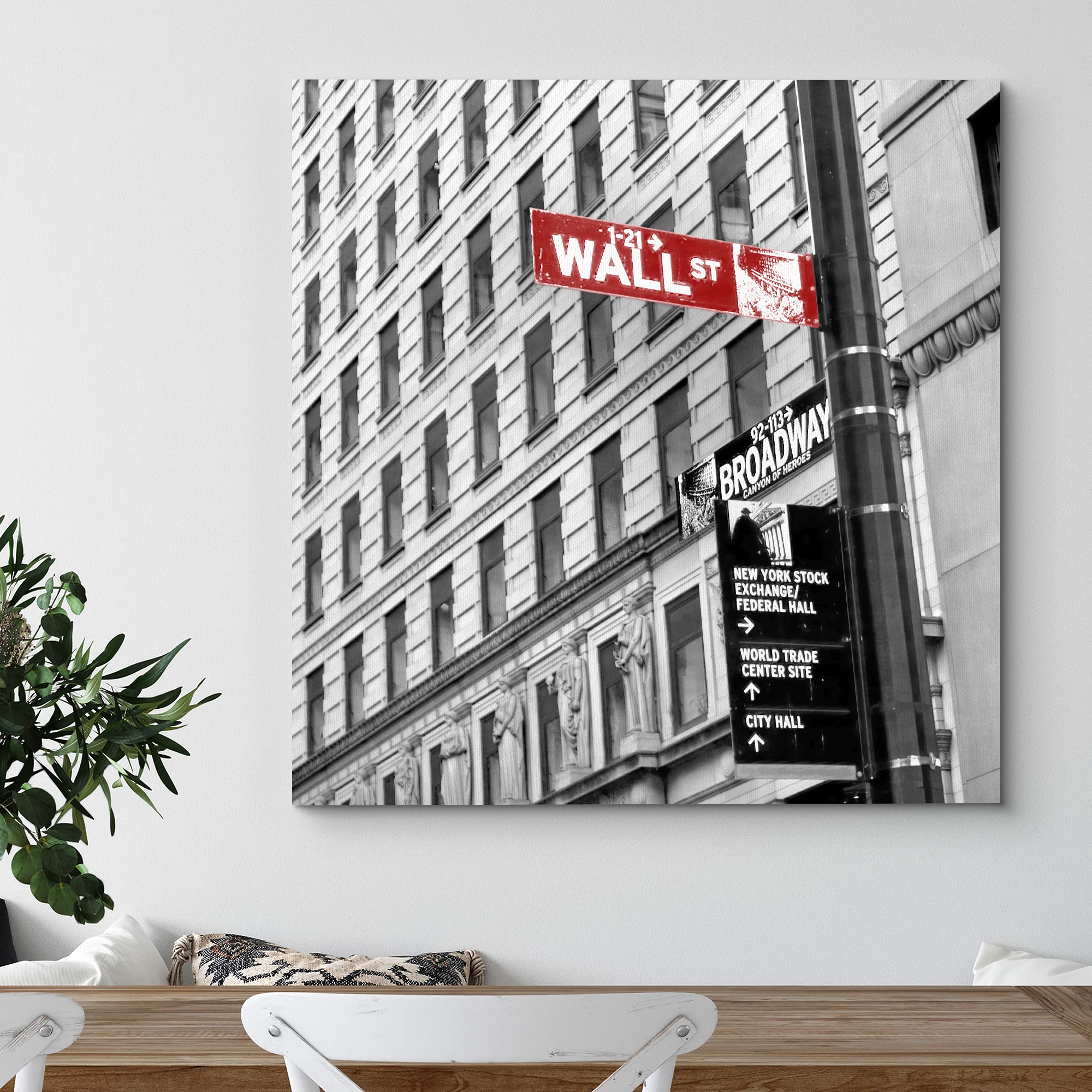Wall26 Canvas Print Wall Art Pop Of Color Wall Street In New York City Architecture & Maps Cities Photography Realism Chic Sceni