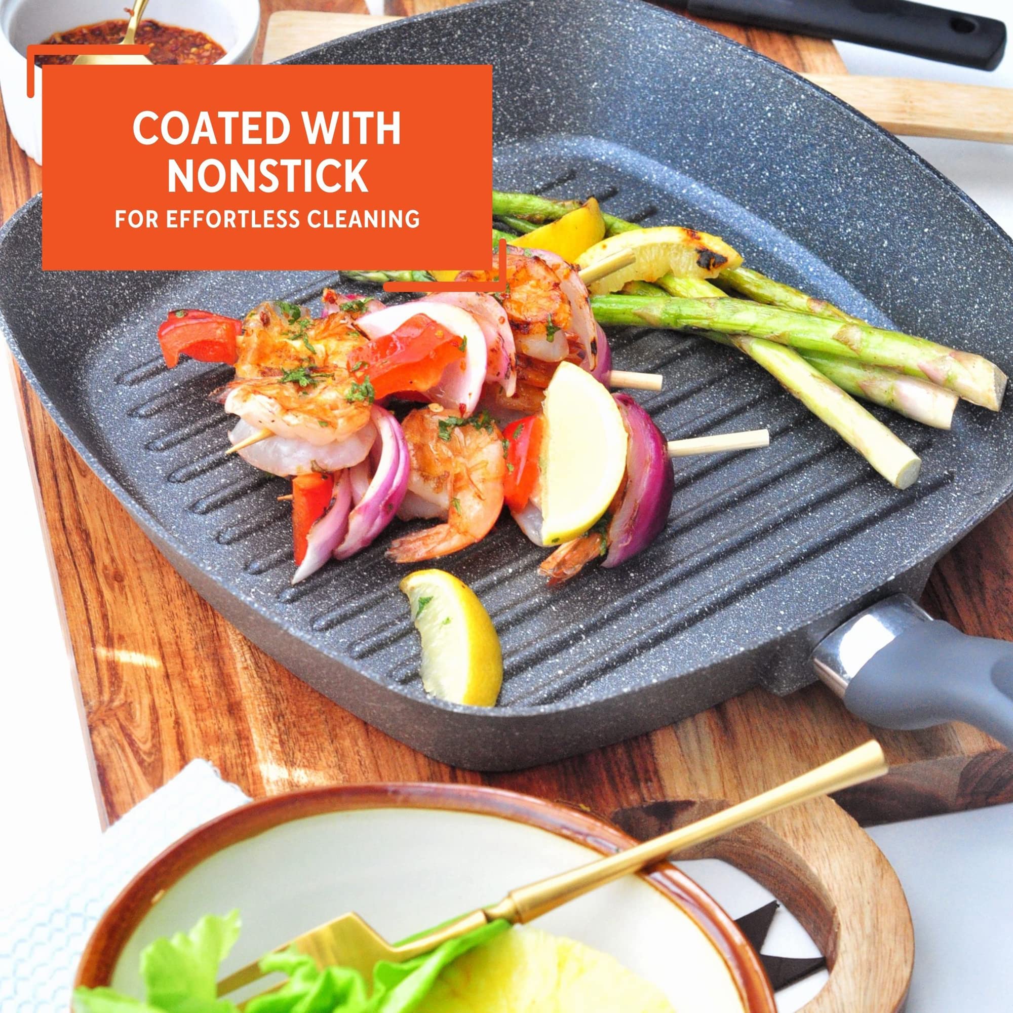 Imusa Made In Colombia 11'' Nonstick Deep Square Grill With Handle