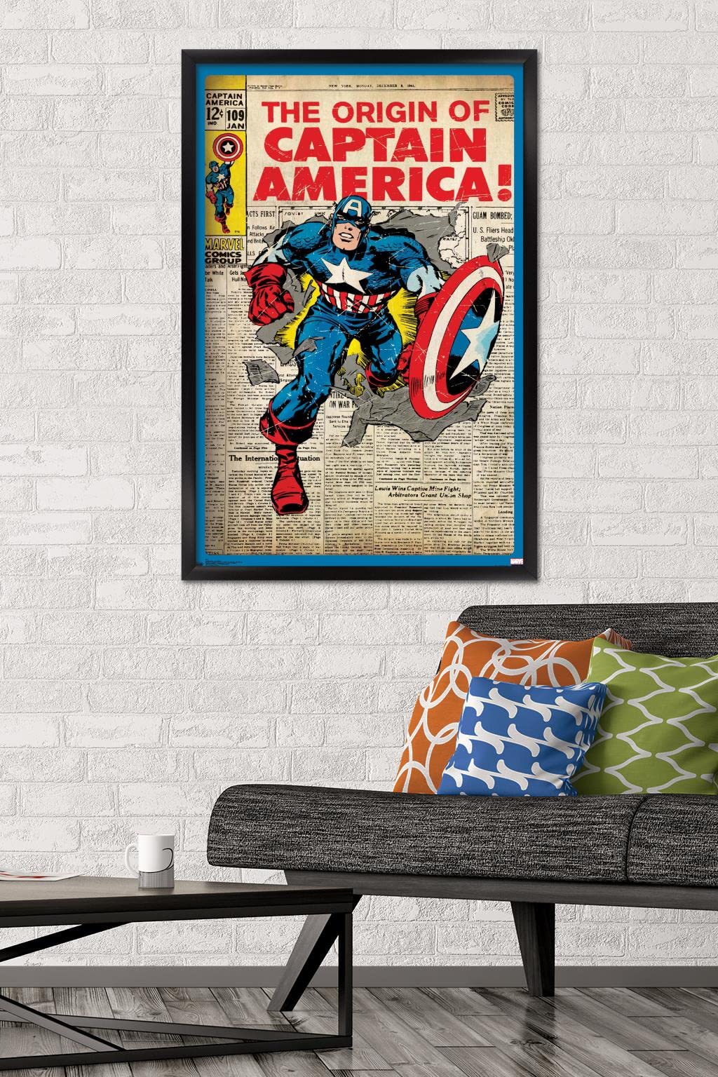 Trends International 24X36 Marvel Comics - Captain America - The Original Wall Poster, 24'' X 36'', Black Framed Version