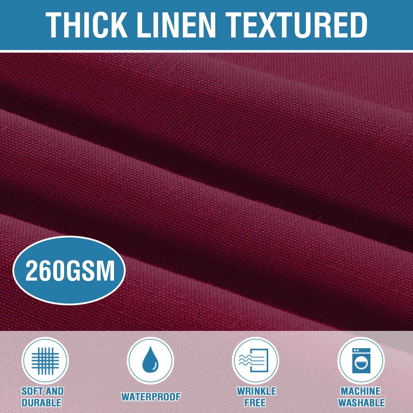 H.Versailtex Linen Textured Table Cloths Square 60 X 60 Inch Premium Tablecloth Spill-Proof Waterproof Table Cover For Dining Bu