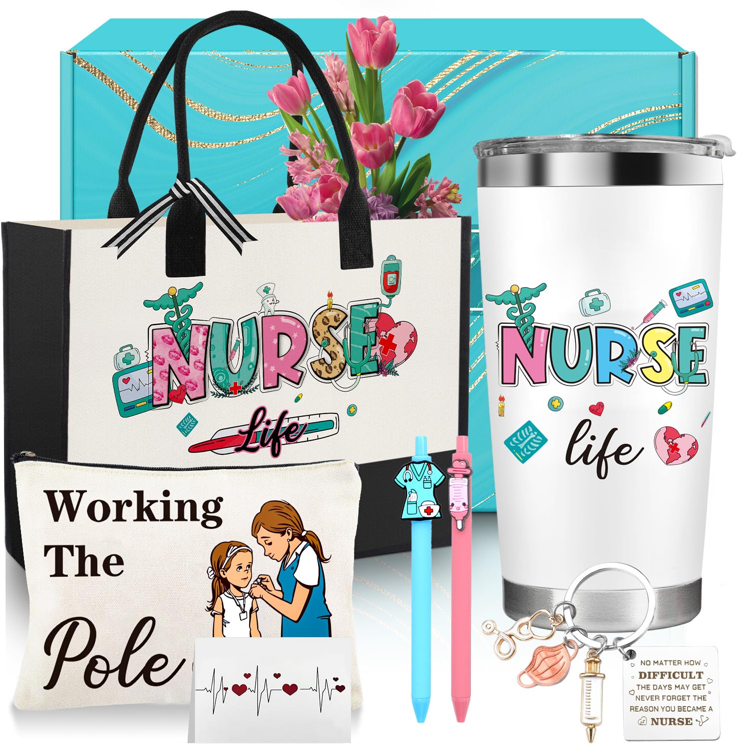 Nurse Gifts for Women, Nurse Appreciation Gift for Female Women with Tote Bag, Tumbler, Nursing Student Birthday Nurses Week Gif