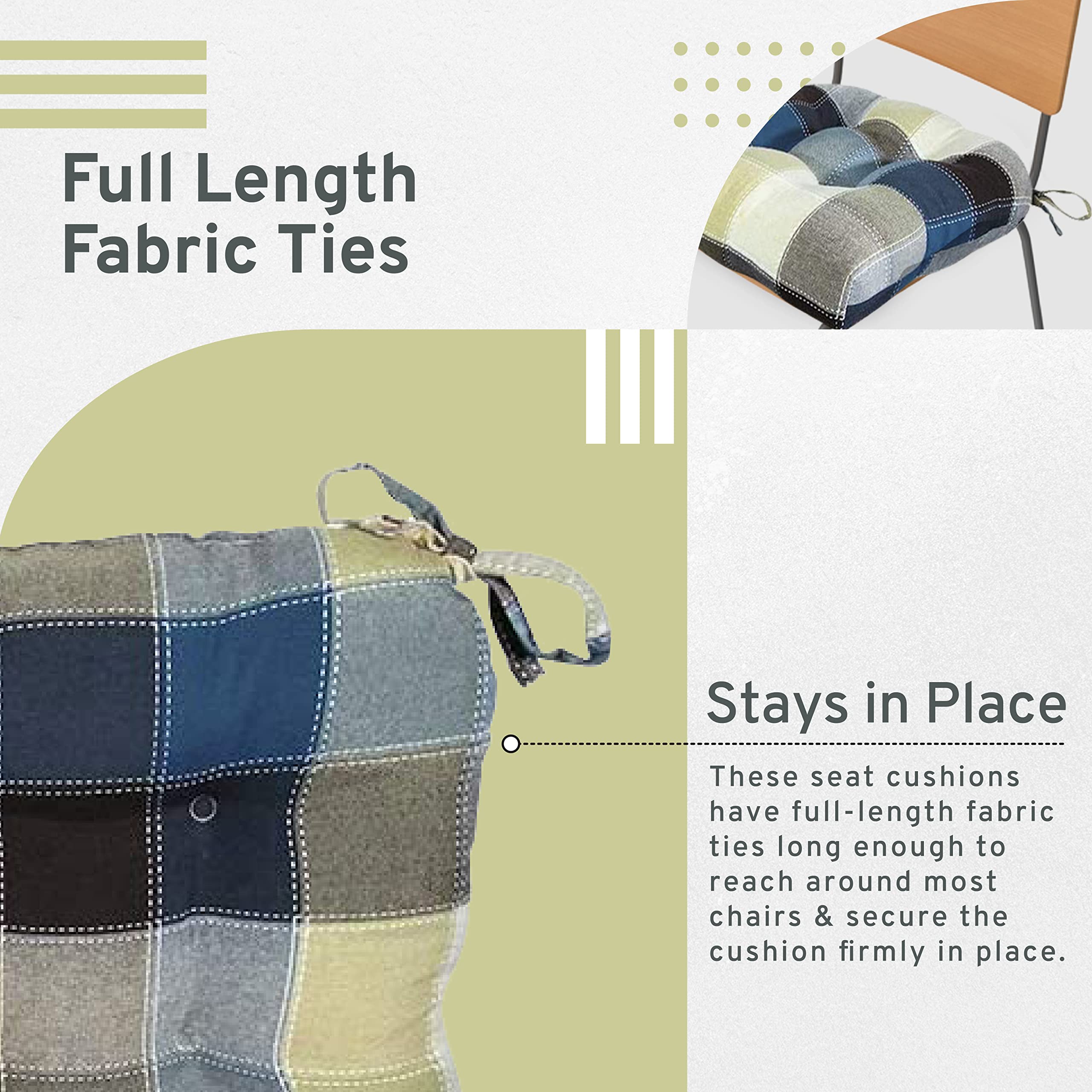 Arlee Polyester,Micro Fiber Chair Pads, 4 Count (Pack Of 1), Blue