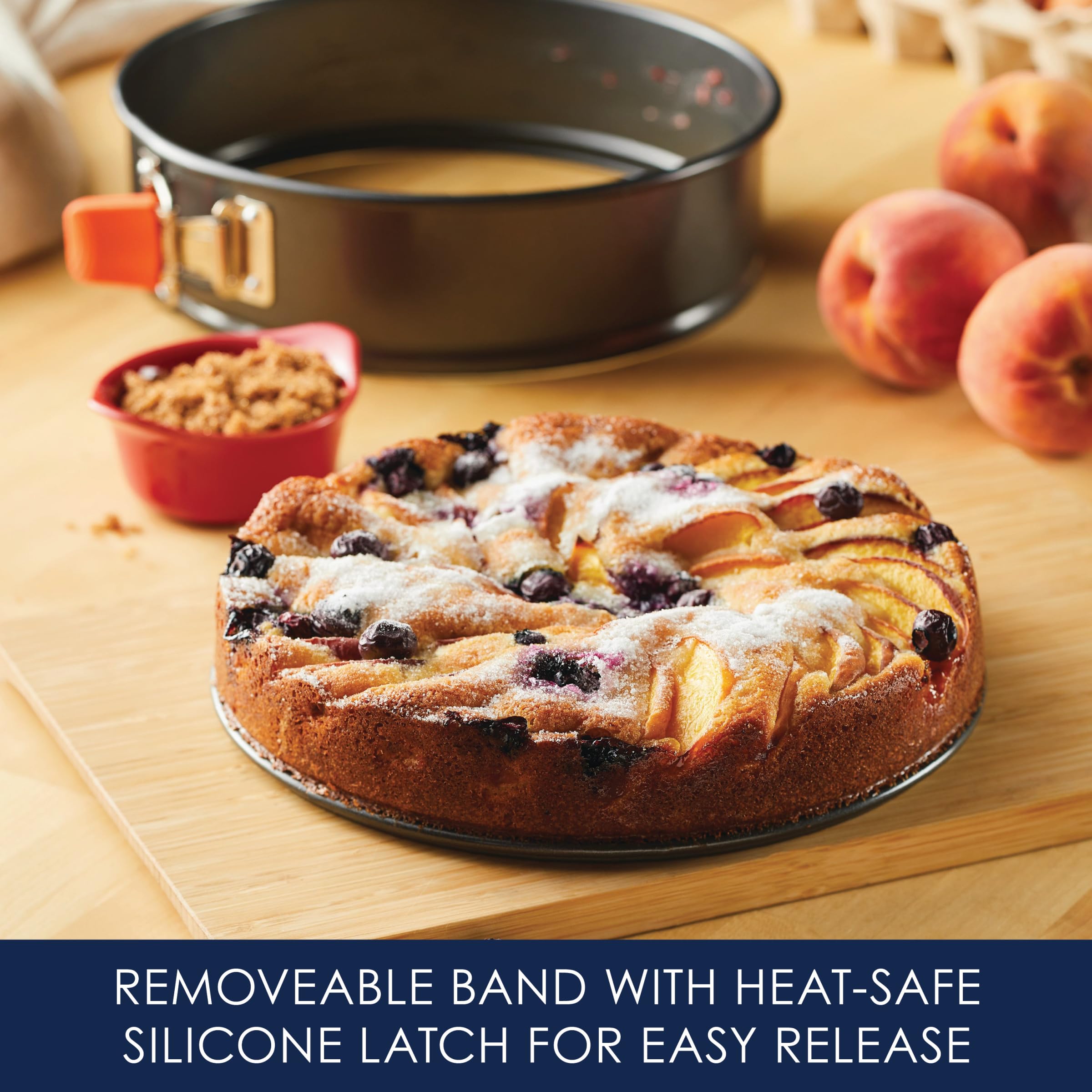 Rachael Ray Oven Lovin' Nonstick Bakeware Springform Baking Pan/ Springform Cake Pan / Cheesecake Pan With Grips, Round - 9 Inch