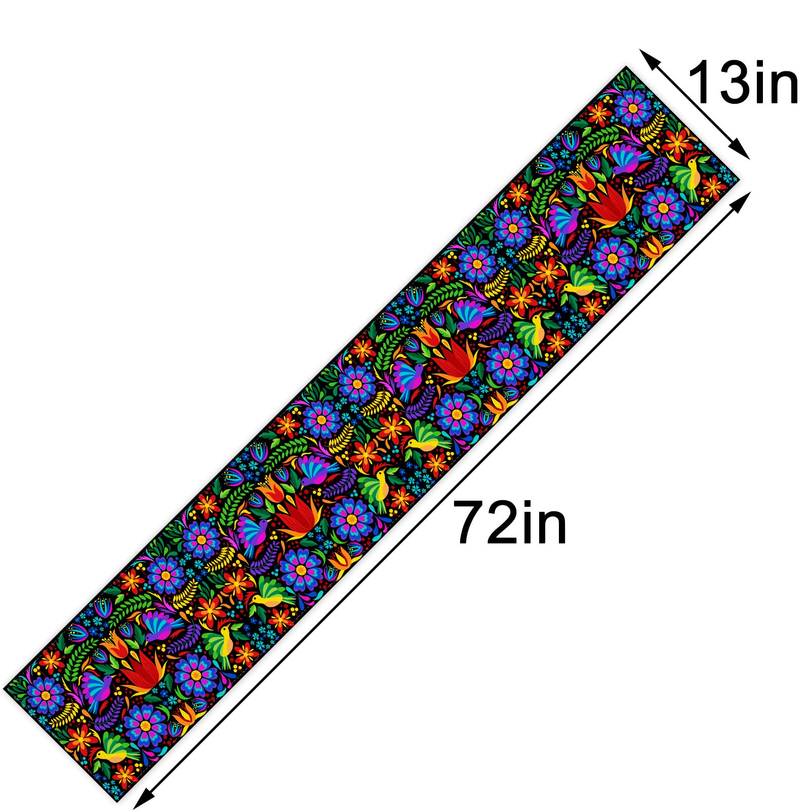 Linen Mexican Fiesta Table Runner 72 Inches Long Mexican Fiesta Themed Party Cinco De Mayo Home Kitchen Dining Room Table Decora