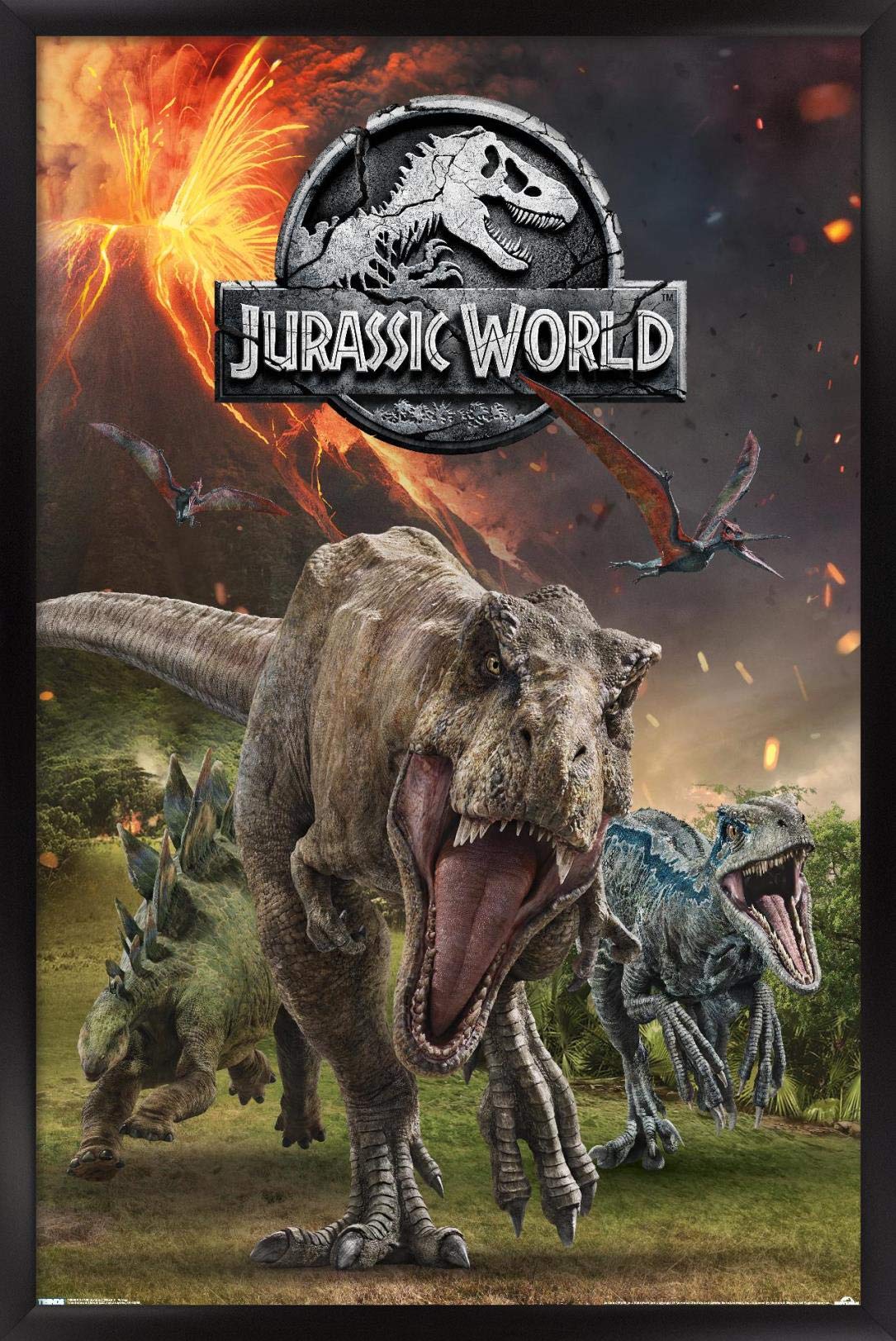 Trends International 24X36 Jurassic World: Fallen Kingdom - Group Wall Poster, 24'' X 36'', Black Framed Version