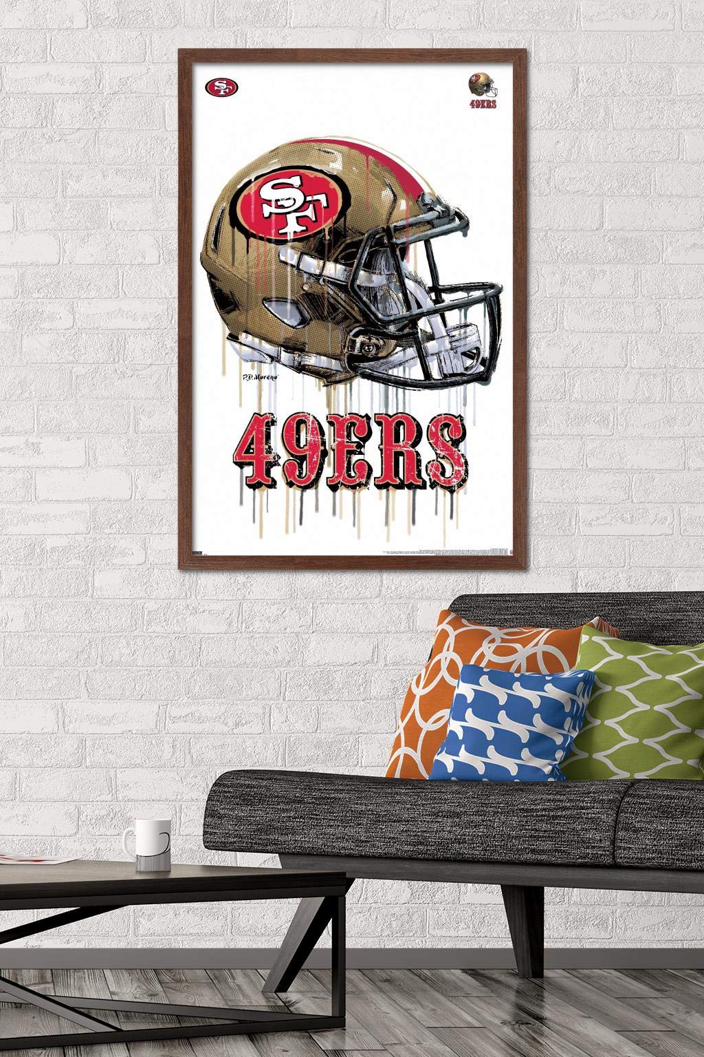 Trends International NFL San Francisco 49ers - Drip Helmet 20 Wall Poster  22.375'' x 34''  Mahogany Framed Version