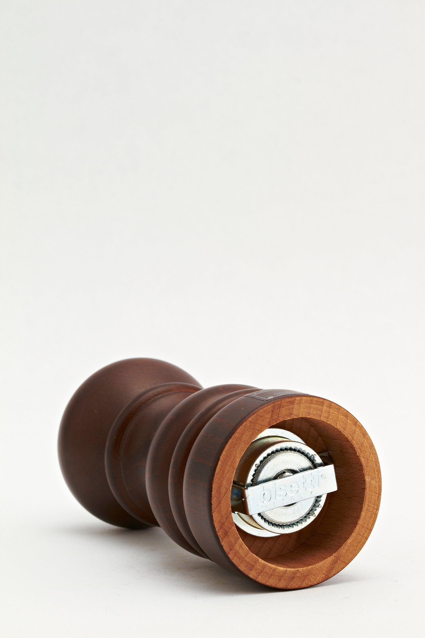 Bisetti Roma 5.12 Inch Beech Wood Salt Mill With Adjustable Grinder, Walnut Stain