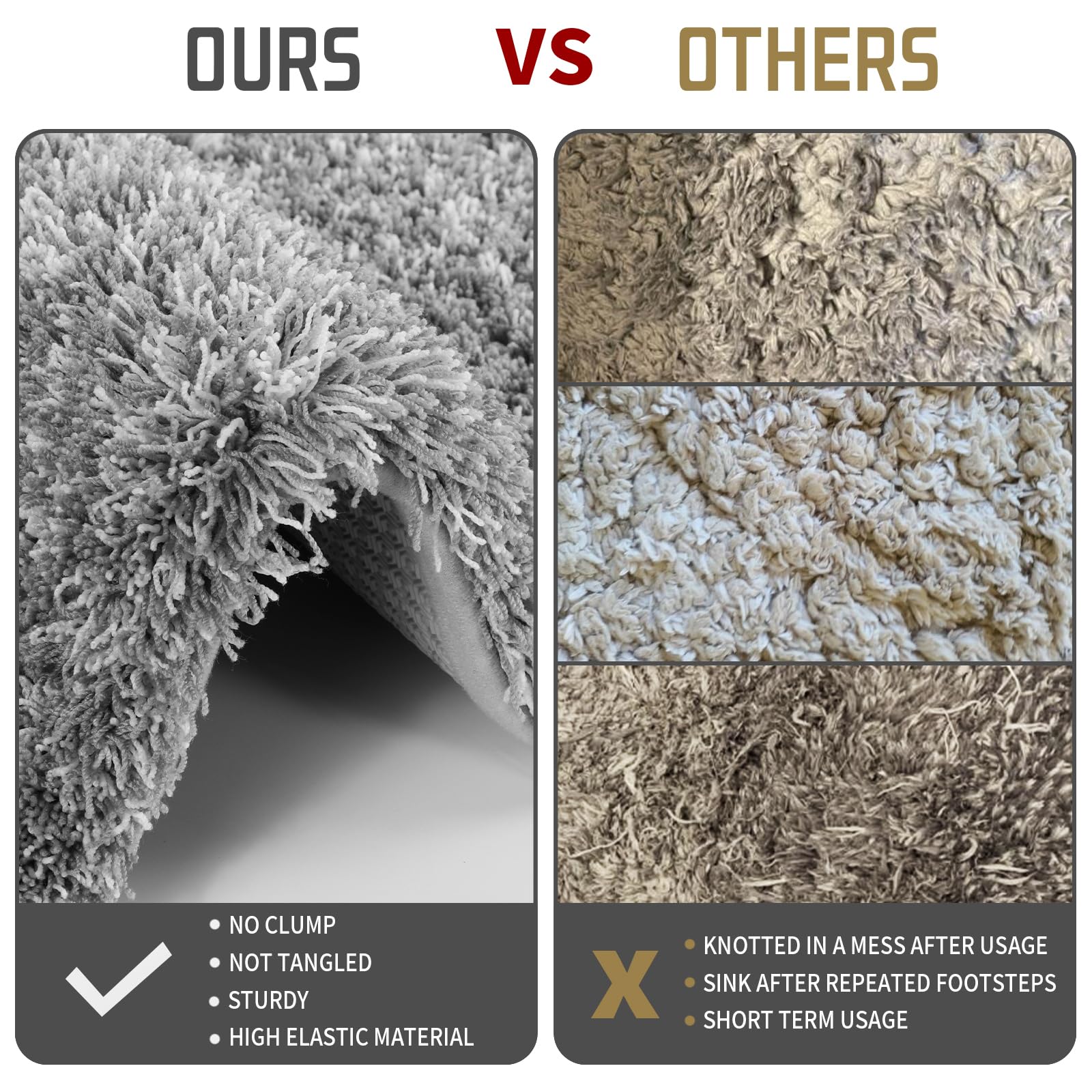 Yimobra Luxury Bathroom Rugs, Fluffy Bath Mats, Non Slip, Water Absorbent Microfiber, Machine Washable, Plush Runner Shower Rugs