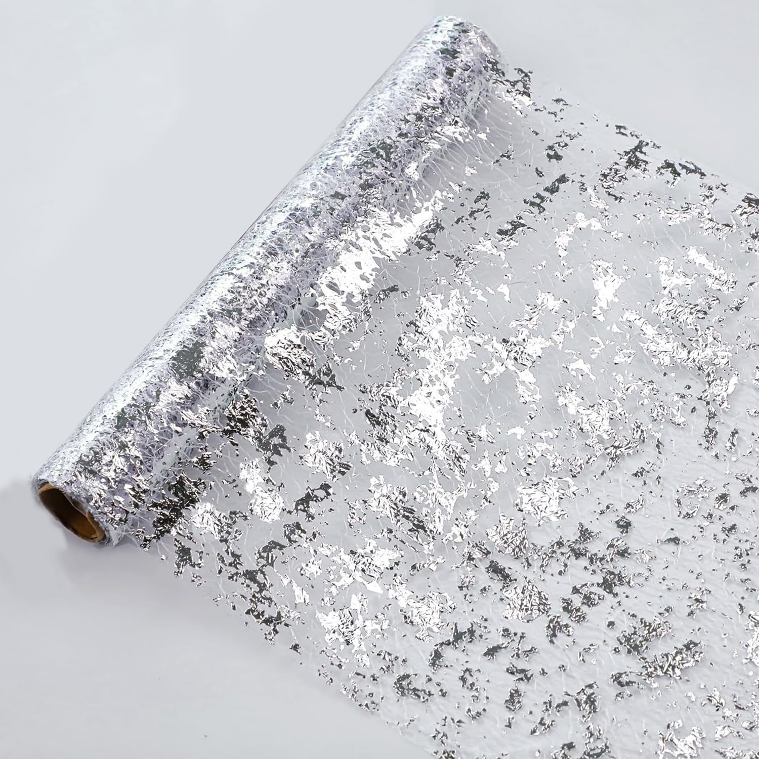 Snowkingdom Silver Table Runner, Sequin Glitter Foil Metallic Silver Mesh Table Runner Roll 11 Inch X 49 Feet, Silver Table Deco