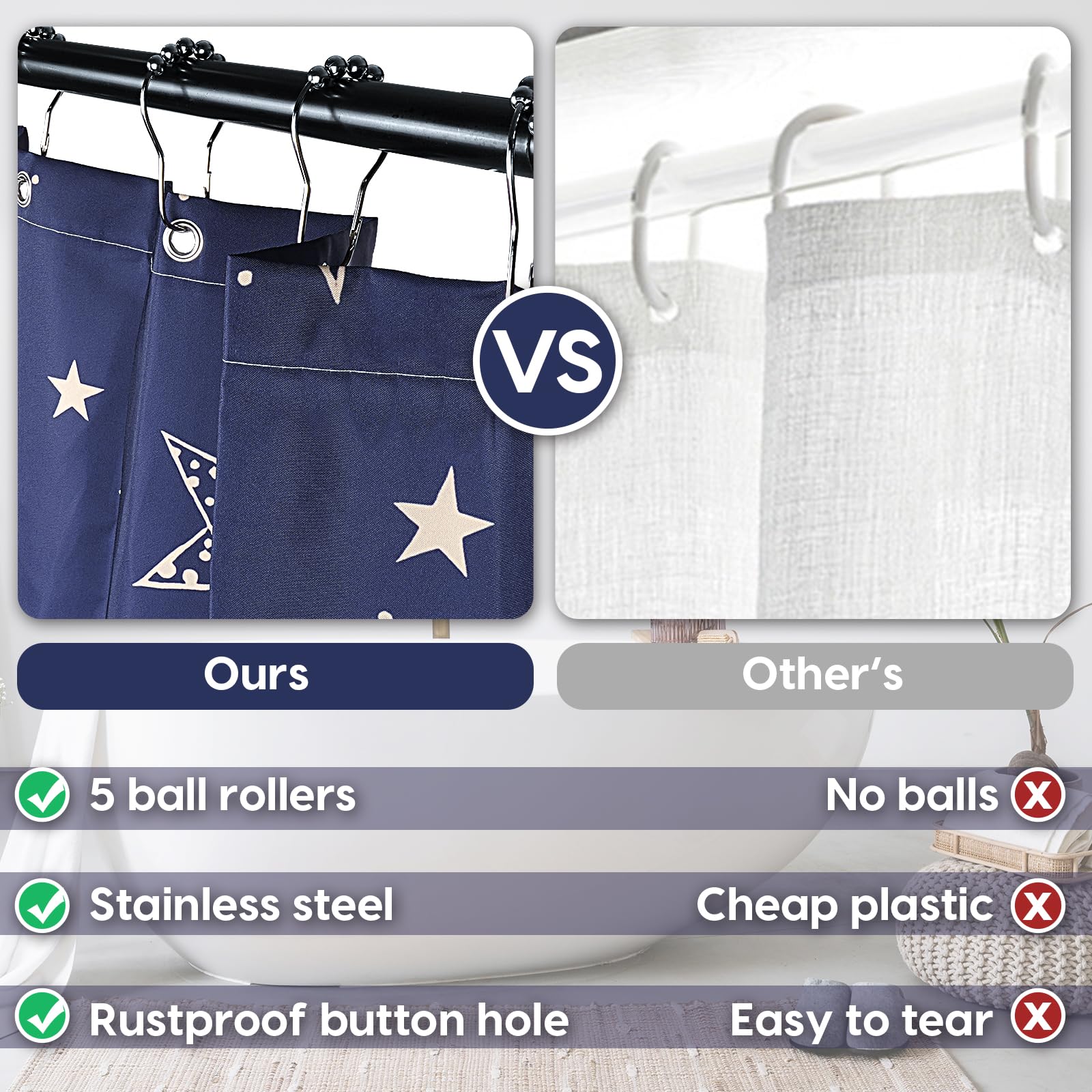 Amaredom Star Shower Curtain, Celestial Shower Curtain For Bathroom, Waterproof Fabric Shower Curtain Set, Bathroom Decoration W
