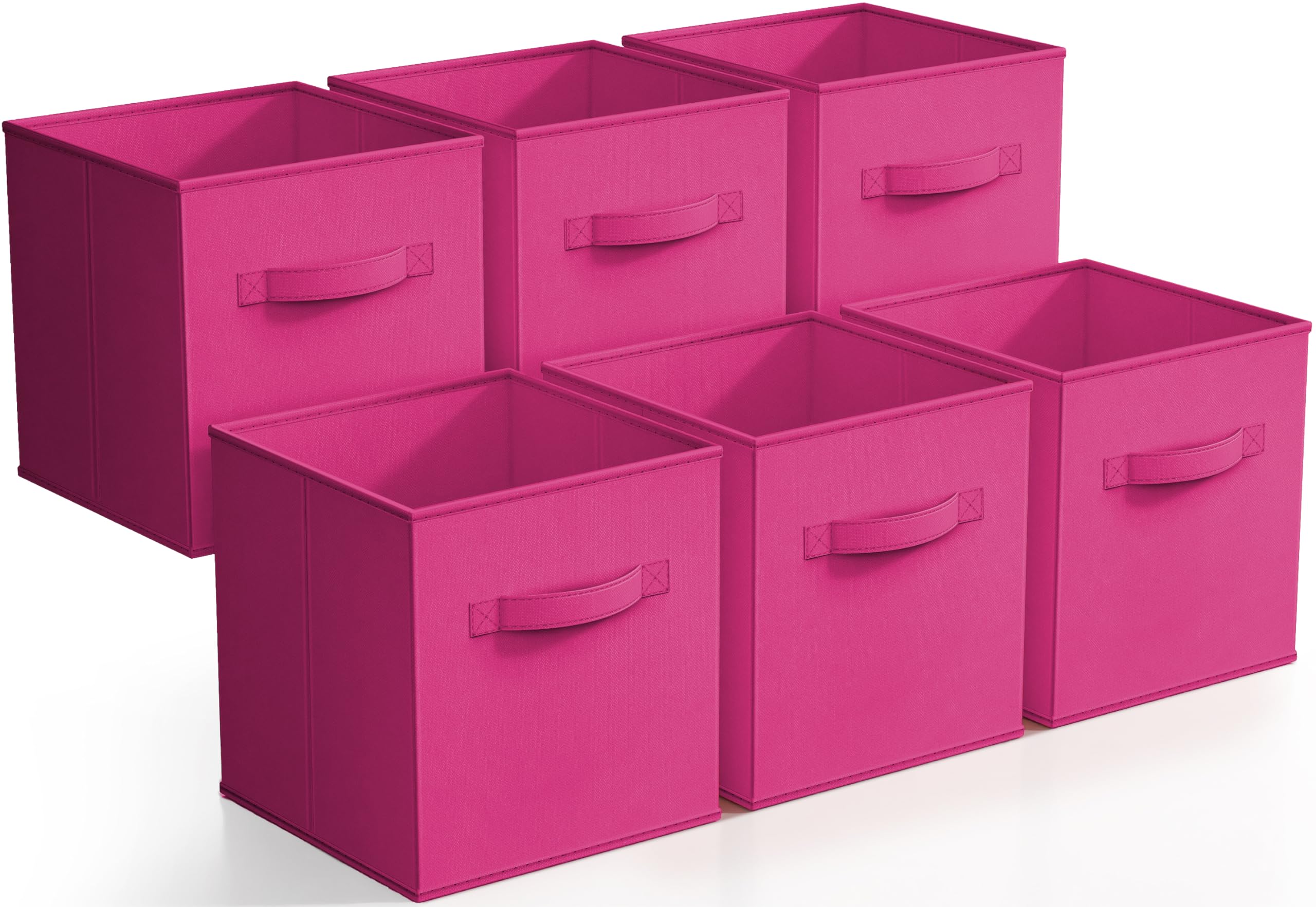 Sorbus Foldable Storage Cube Basket Bin (6 Pack, Pink)