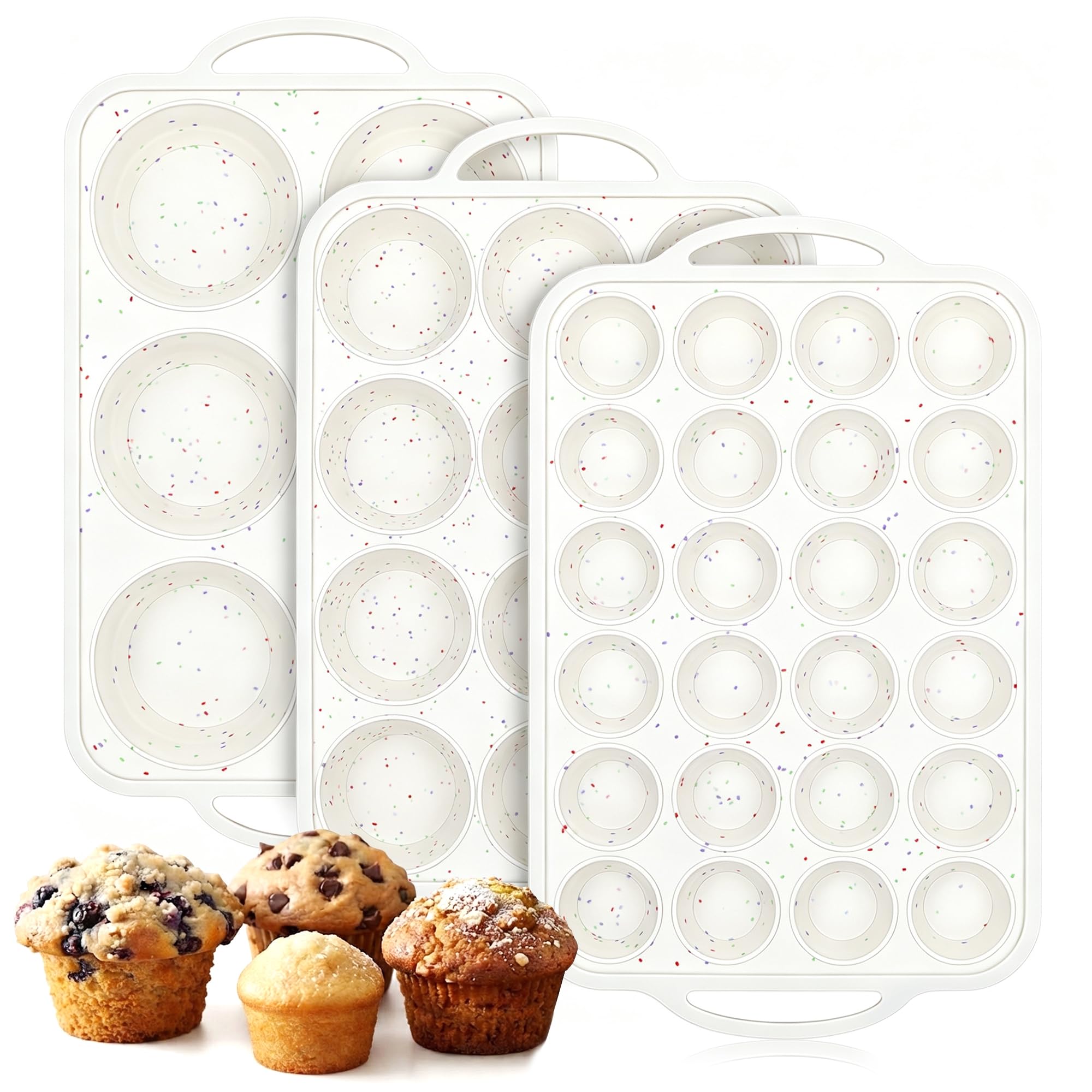 Vinino Jumbo Muffin Pan with Metal Reinforced Frame2Pack, Silicone Cupcake Pan for Baking 6 Cup Jumbo Size, BPA Free Silicone M