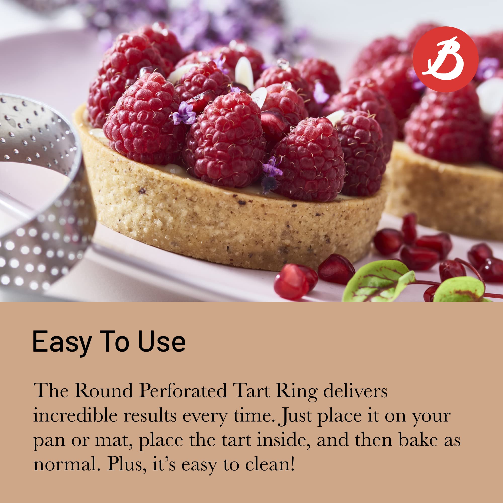 De Buyer Perforated Round Tart Ring - 3    Diameter, 0.8    Height - Perfect For Baking Beautifully Crisp Tarts - Easy To Use &