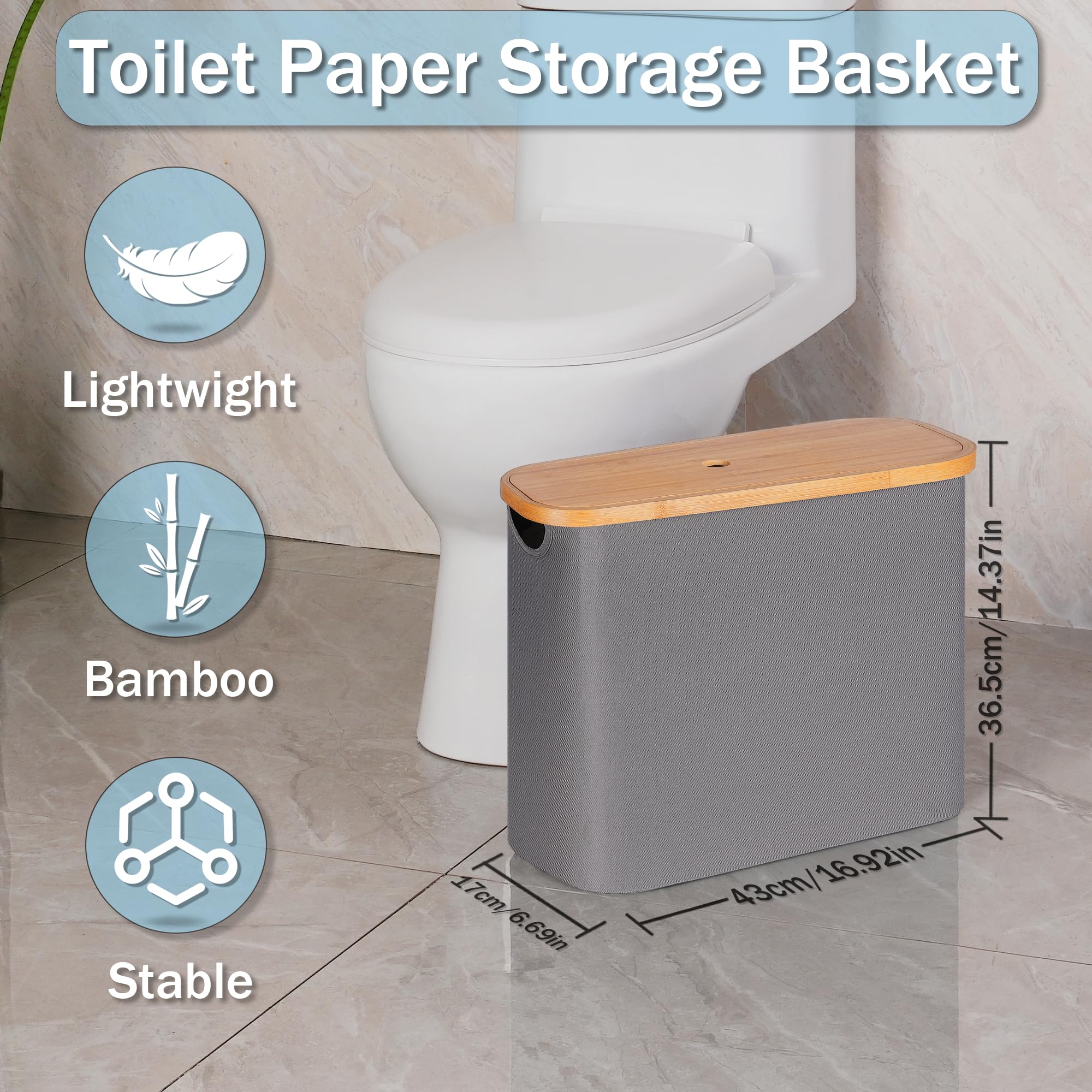 Efluky Toilet Paper Storage, Toilet Paper Basket With Lid, Toilet Paper Organizer For Bathroom, Free Standing Toilet Paper Holde