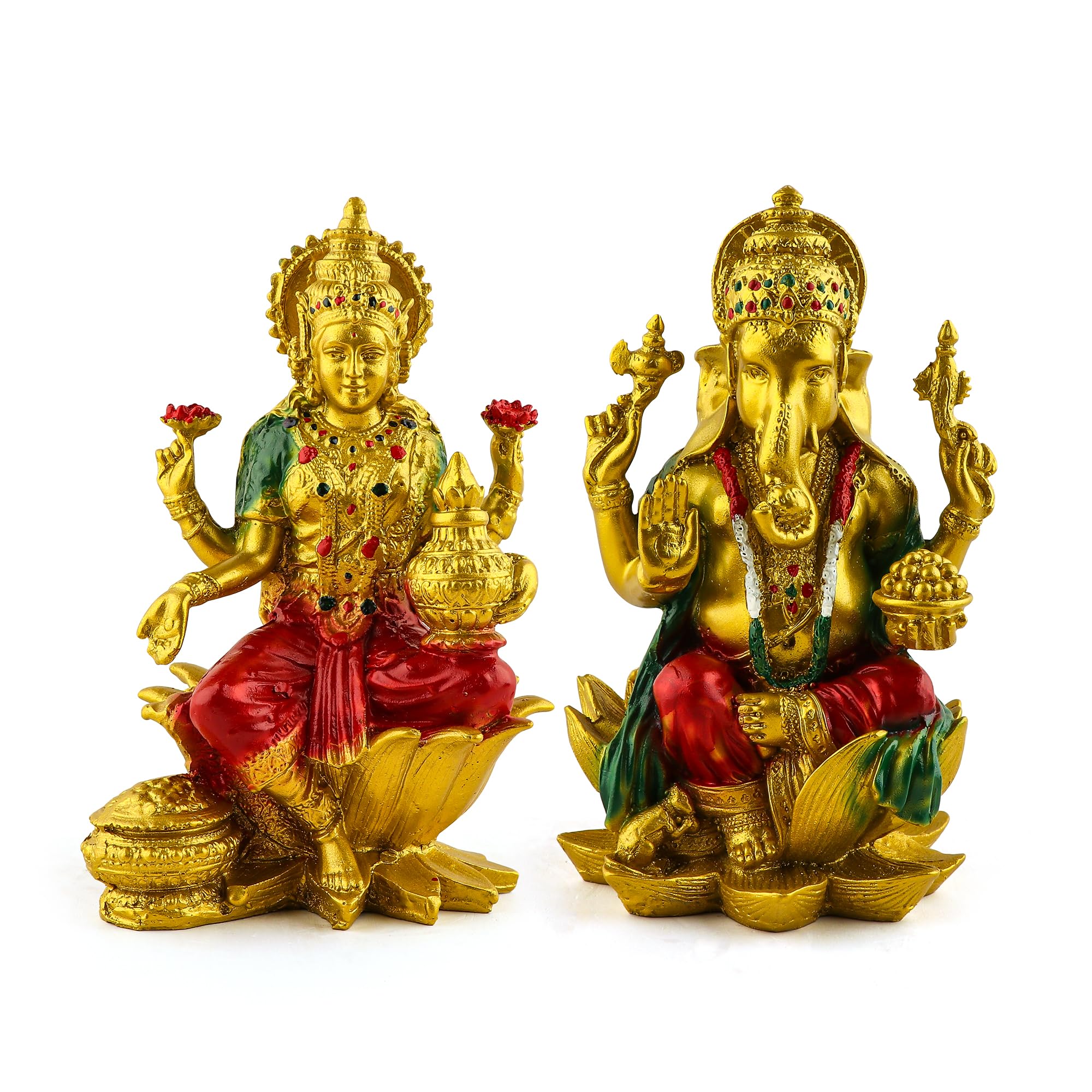 Sevliya Traders Polyresin Laxmi Ji And Ganesh Pair For Pooja Room I Home Temple Decoration Items I God Idols I Statue I Showpiec