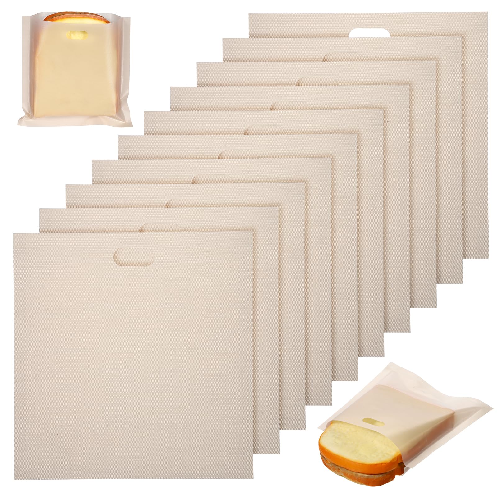 10 Toaster Bags Reusable Grilled Cheese Bags Nonstick Easy to Clean Toaster Bag for Sandwiches, Toast