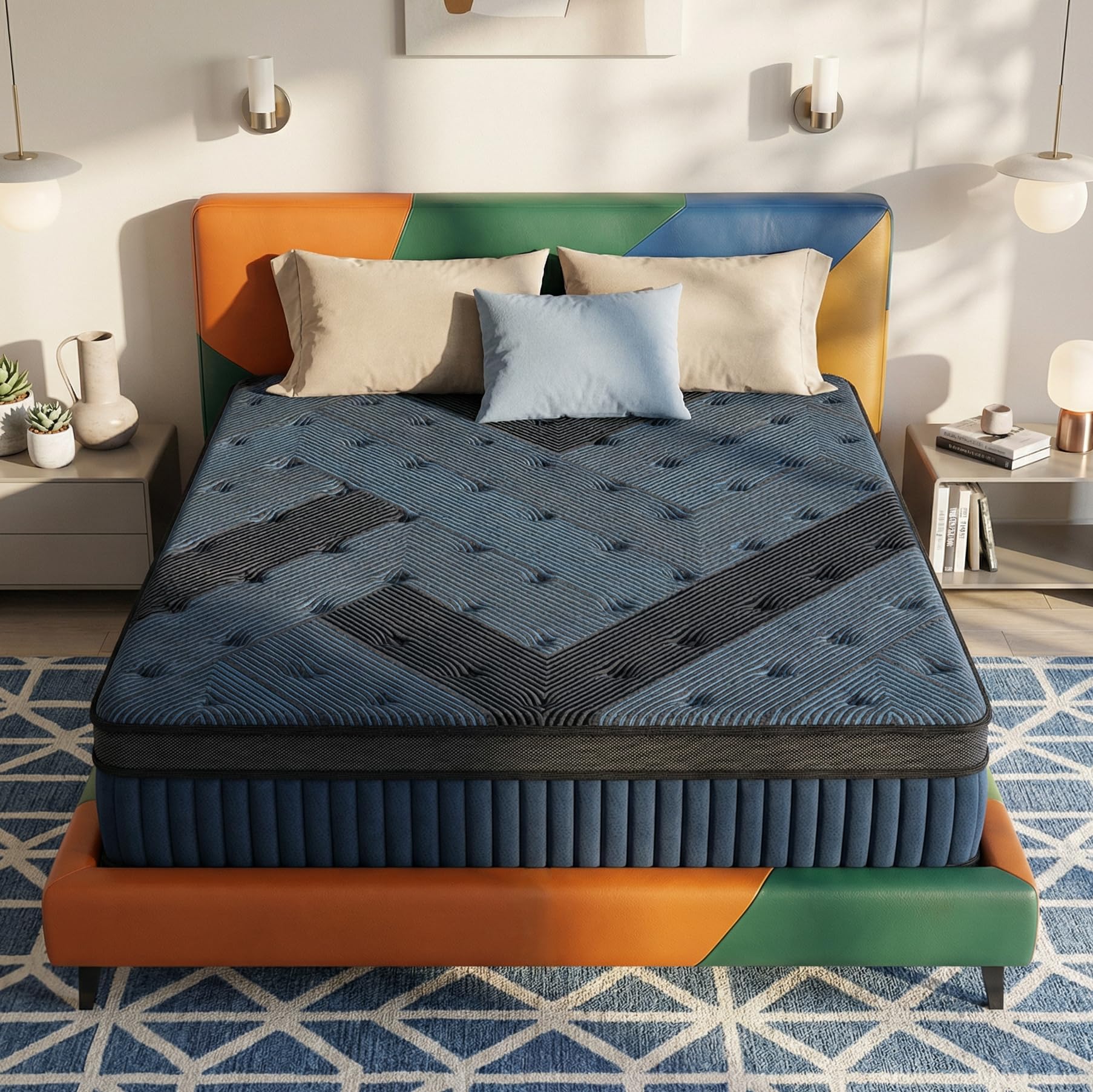 Inight Queen Mattress, 14 Inch Queen Size Mattresses In A Box, Durable Hybrid Mattress With Gel Memory Foam & Pocket Springs, Me