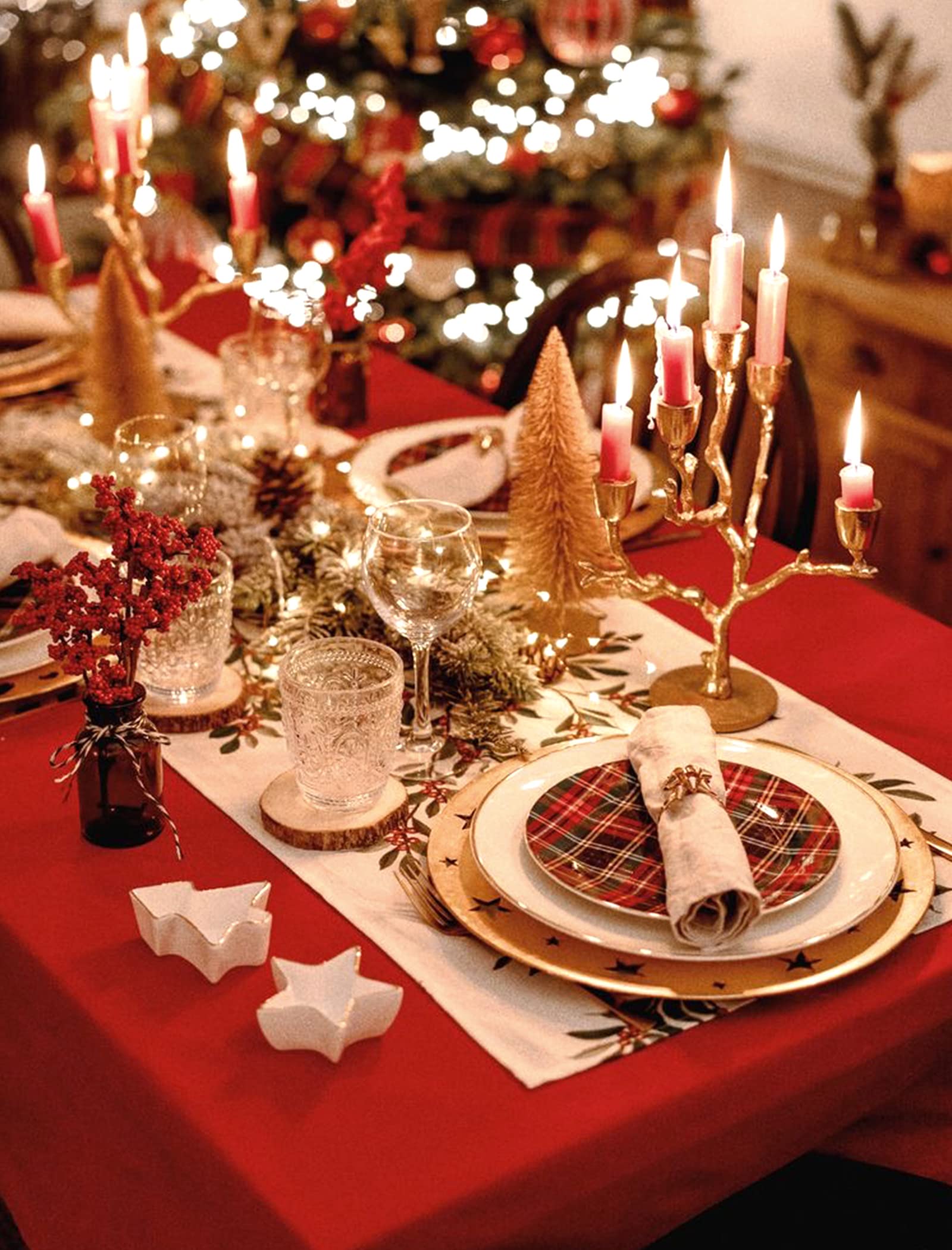 Showgeous 4 Pack Red Tablecloth 60 X 102 Inch, Rectangle Table Cloth For 6 Foot Table, Stain And Wrinkle Resistant Washable Poly