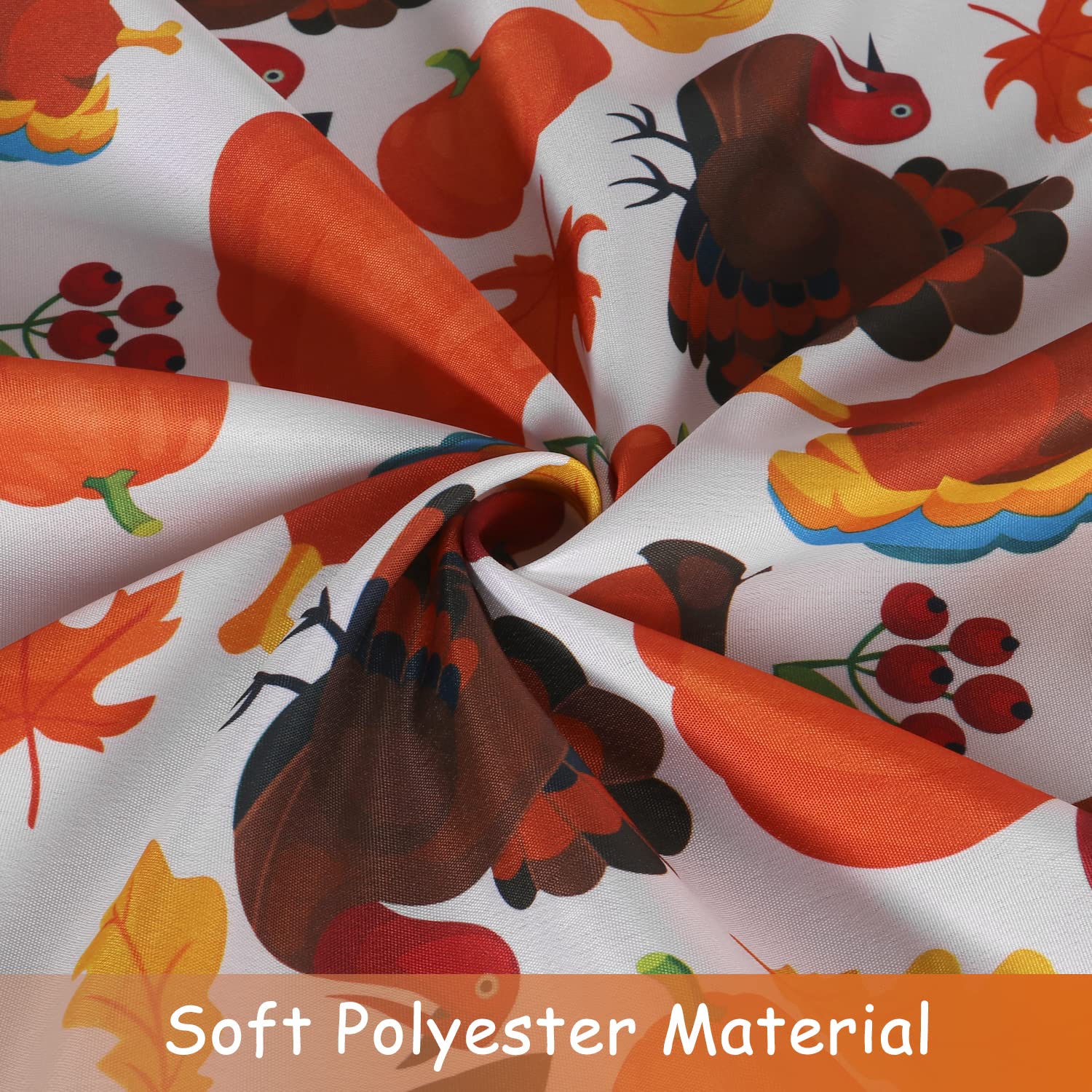 LUSHVIDA Rectangle Fall Tablecloth 60x120 inch Pumpkins & Turkeys- Washable Wrinkle Resistant Thanksgiving Tablecloth for Fall/H