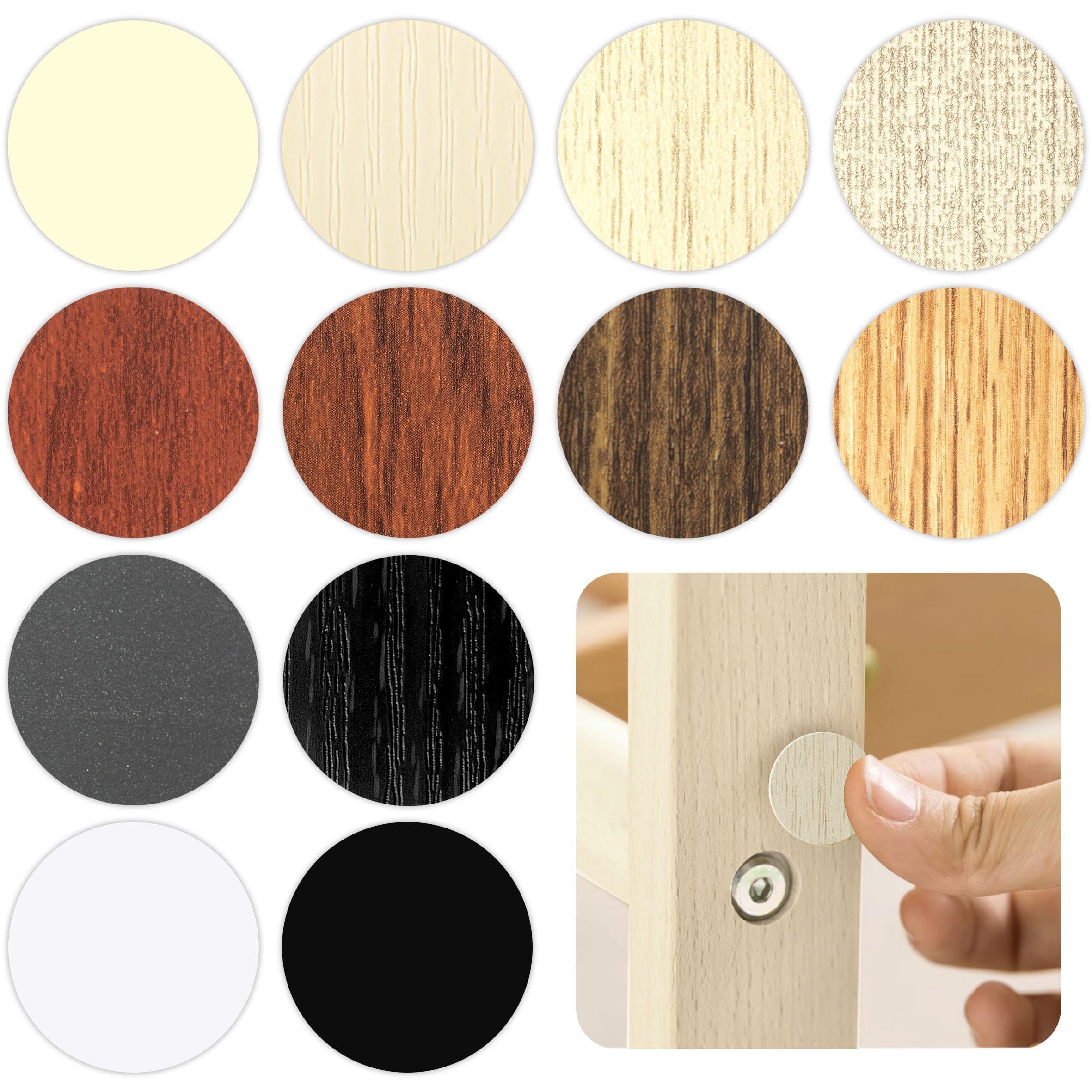 Inknote 648 Pcs 12 Colors Self-Adhesive Screw Holes Covers Stickers Pvc Dustproof For Wood Furniture Cabinet Wall Desk Chair Boo