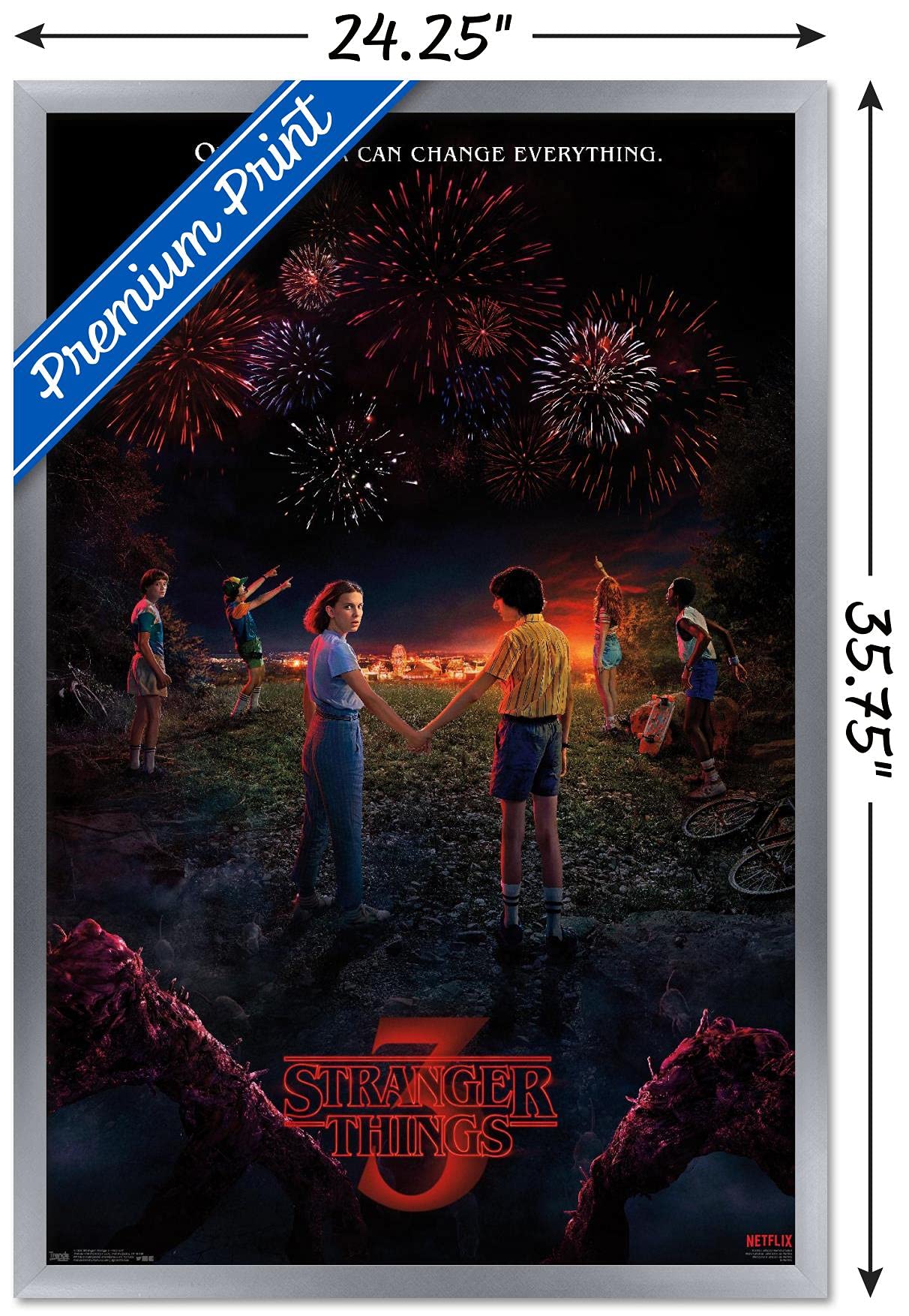 Trends International Netflix Stranger Things: Season 3 - Key Art Wall Poster, 22.375'' X 34'', Silver Framed Version