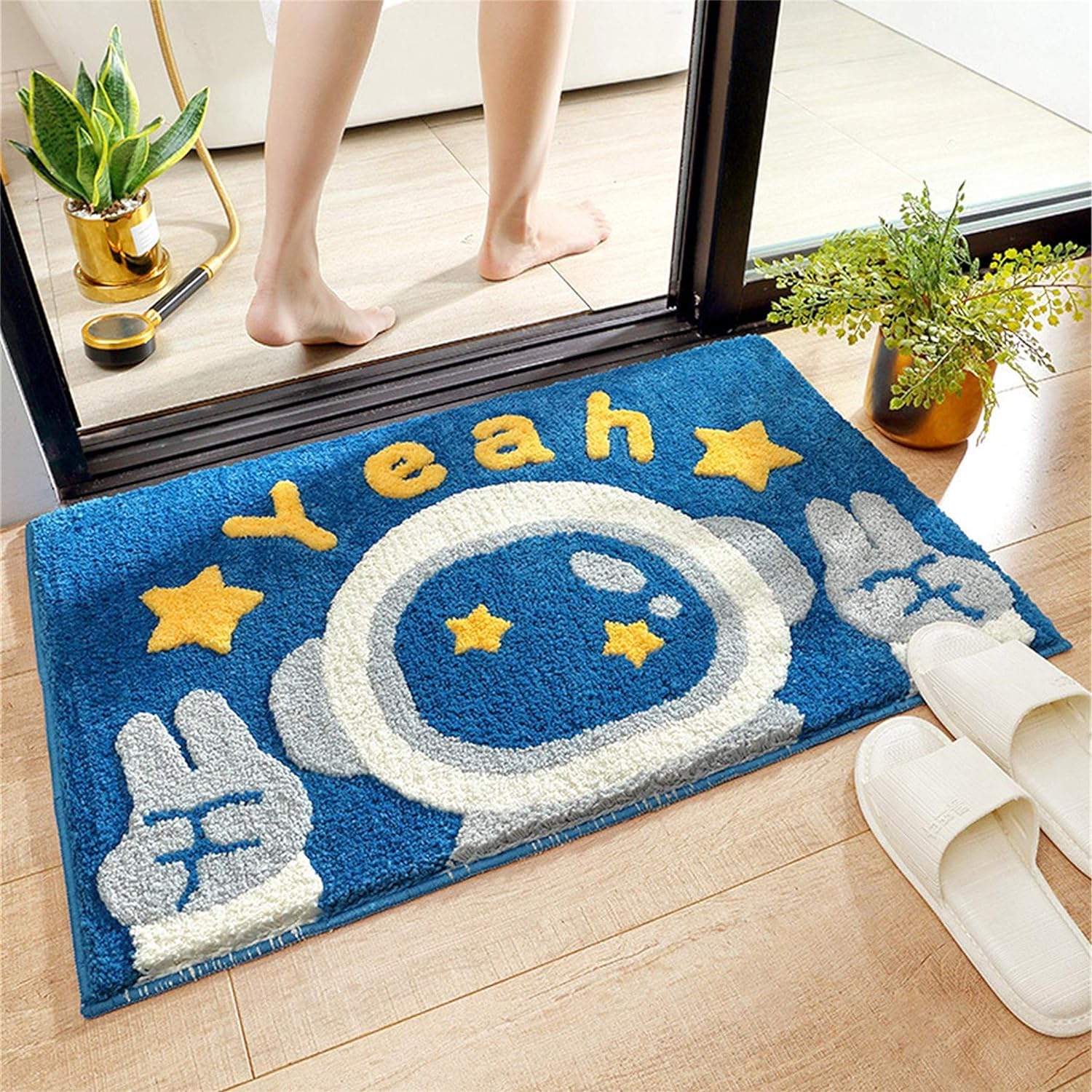 Roseate Spaceman Super Soft Anti Skid (50X80 Cm) Microfibre 2000 Gsm Bath Mat Super Absorbent Mats For Bathroom/Bedroom/Kitchen/