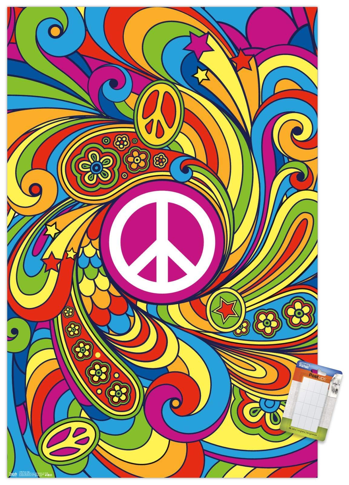 Trends International Peace Sign Wall Poster, 22.375'' X 34'', Poster & Mount Bundle