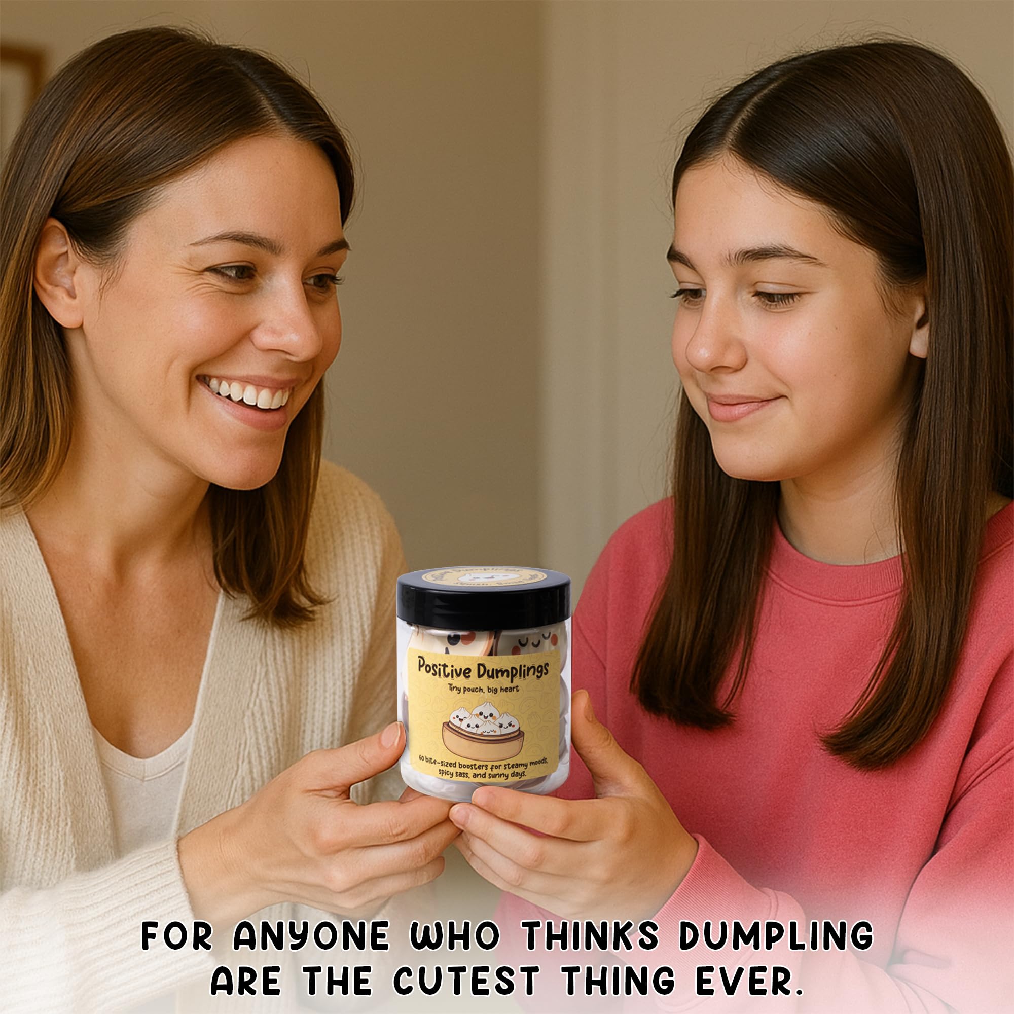 Positive Dumpling Jar - Emotional Support Dumplings, Cute Self Care & Comfort Jar with 60 Uplifting Notes, Funny Christmas Gifts