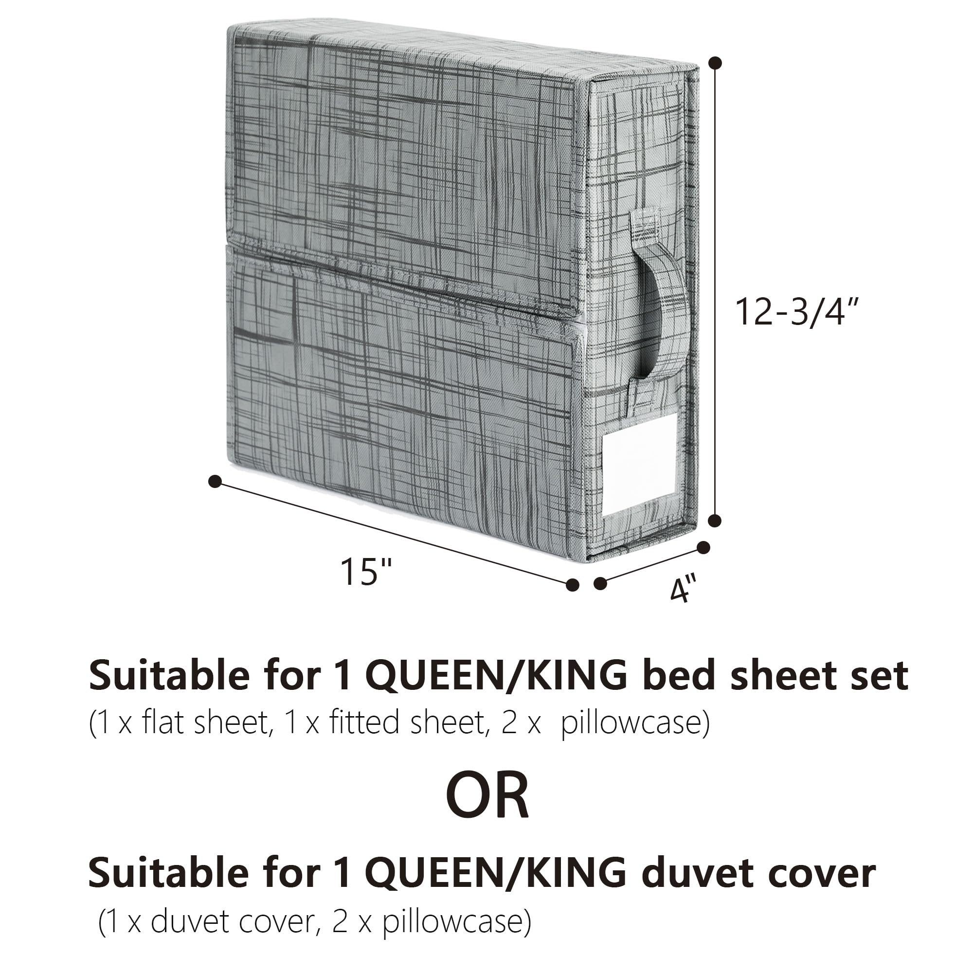 SheetCube Bed Sheet Organizers and Storage 2 Pack, Foldable Linen Closet Organizer, Bedding Folder Storage Box Container for Bla