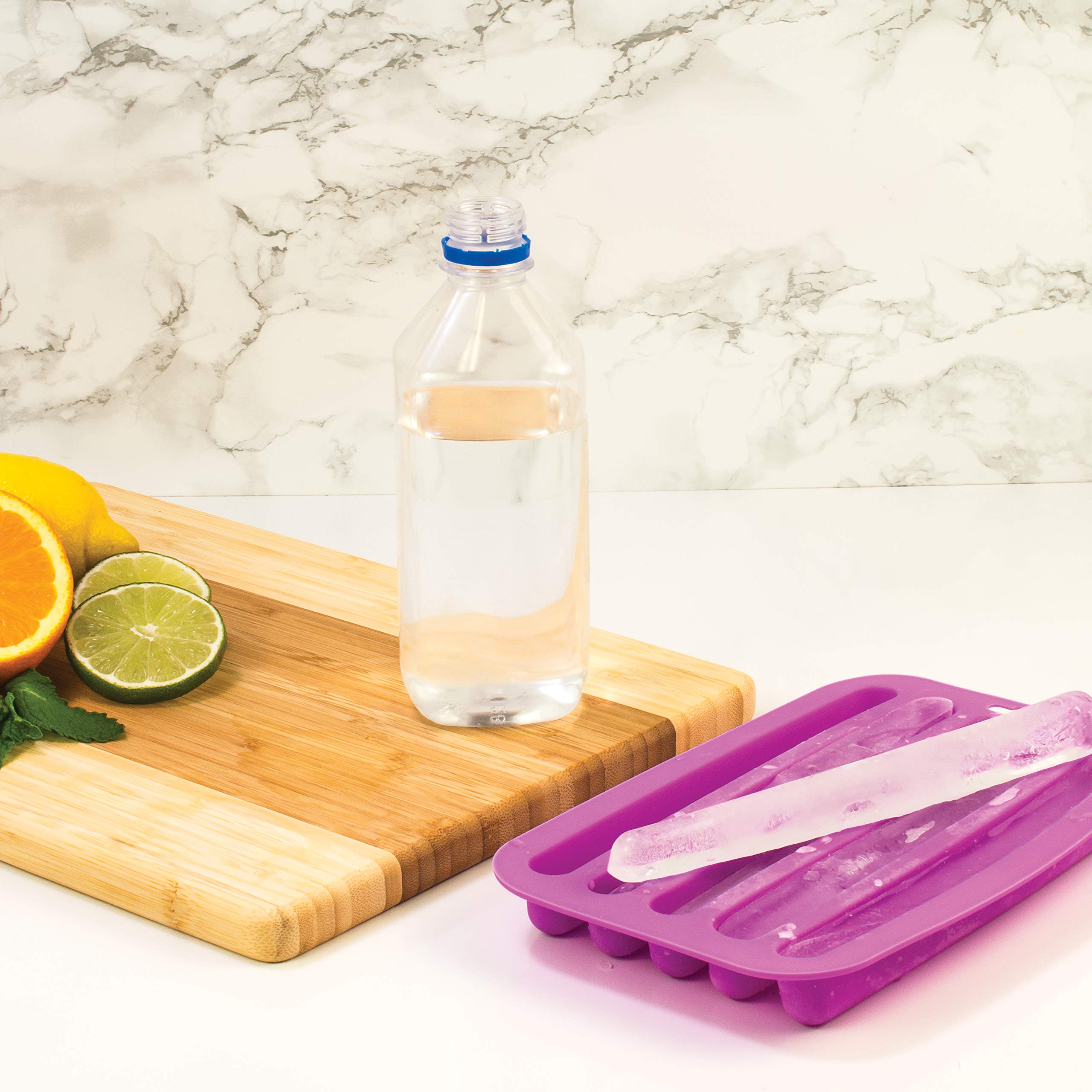 Hic Kitchen Silicone Water Bottle Ice Sticks Tray, Chocolate Candy Baking Craft Mold, Non-Stick, Heat-Resistant, Makes 5 Ice Sti