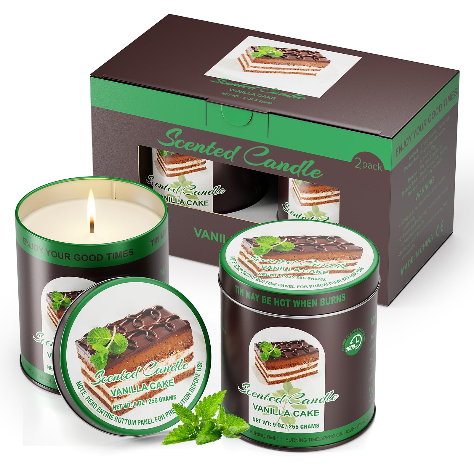2 Pack Scented Candles (90 Total Burn Hours) - Soy Wax Candles 9 oz Each in Tin - Long Lasting Aromatherapy Candle Gift Set (Van