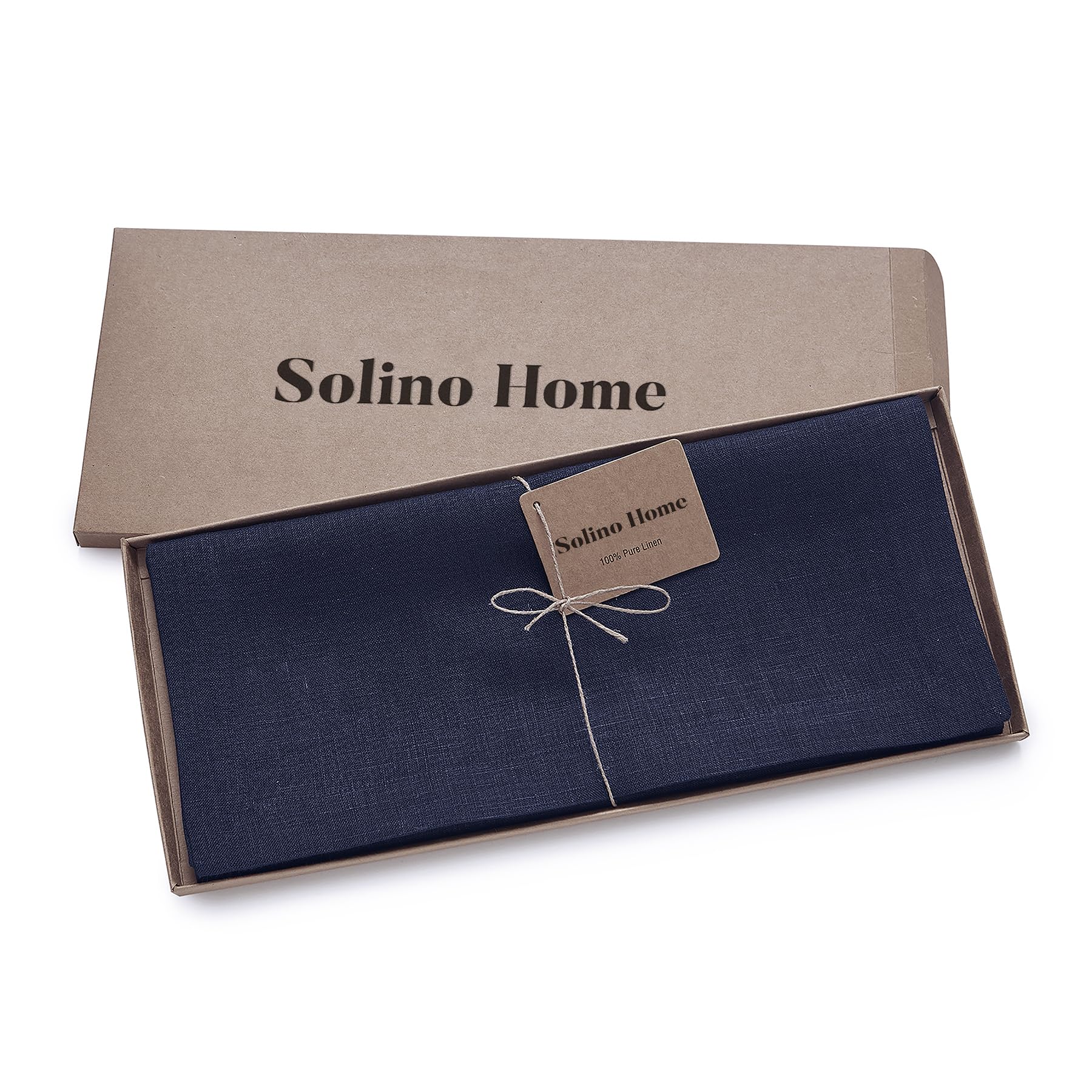 Solino Home Linen Table Runner 72 Inches Long - 100% Pure Linen Navy Table Runner 14 X 72 Inch - Machine Washable Dining Fall, T