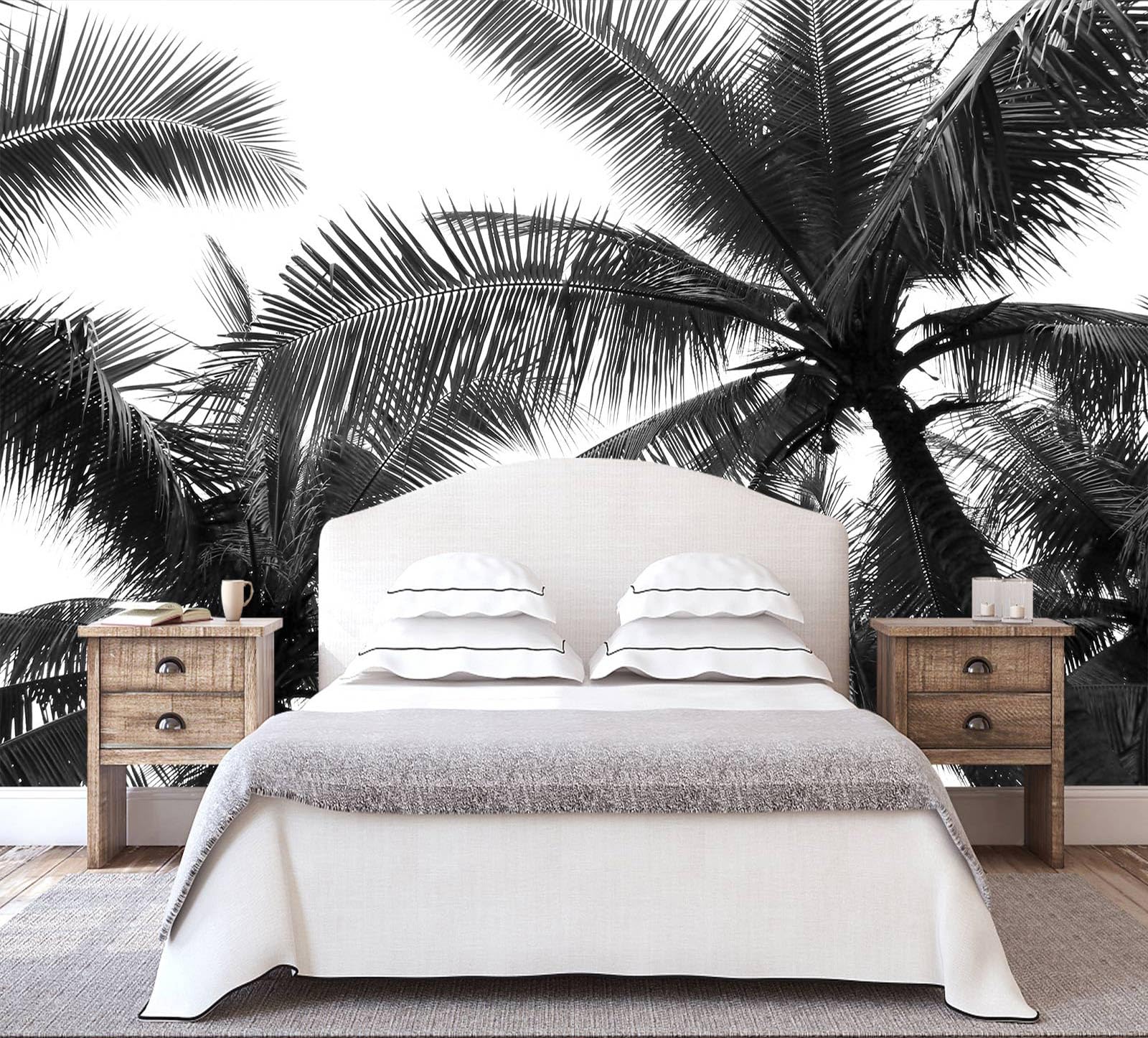 WFBHUA-Black Palm Tree Wallpaper Peel and Stick Tropical Self Adhesive Wall Mural for Living Room Bedroom 137x100