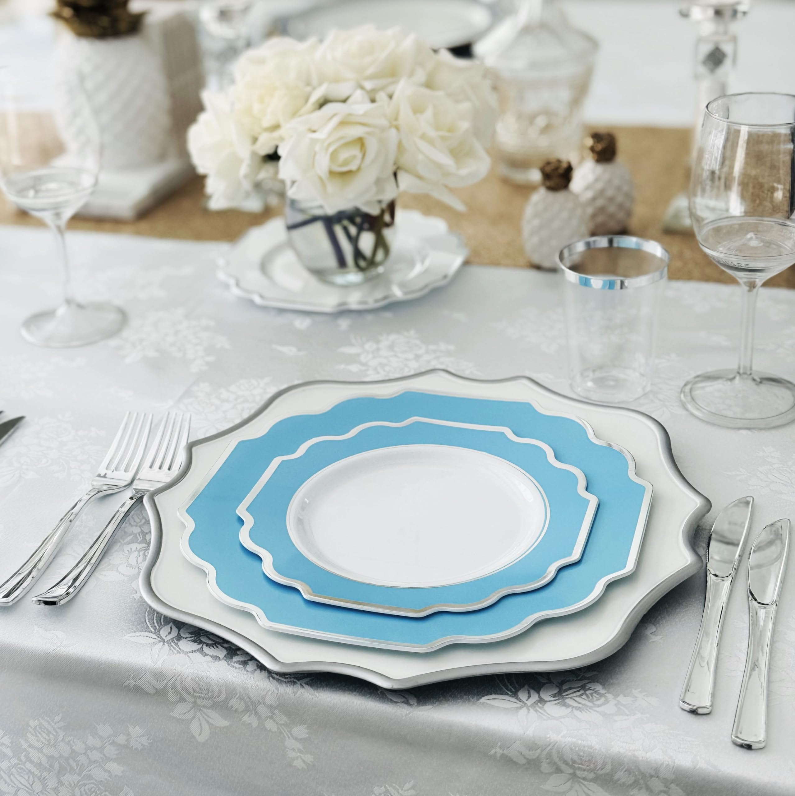 ' OCCASIONS '' 400 Pieces Wedding Party Disposable Plastic tumblers Cups (10 Oz  Clear & Silver Rimmed Tumbler)