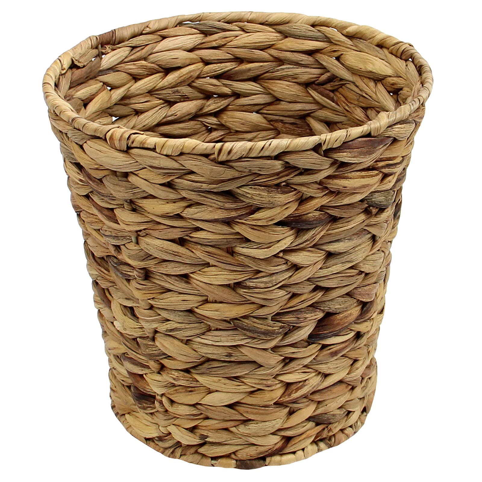 Casaphoria Round Water Hyacinth Garbage Baskets For Storage Natural Woven Hyacinth Laundry Rubbish Basket Durable Circular Waste