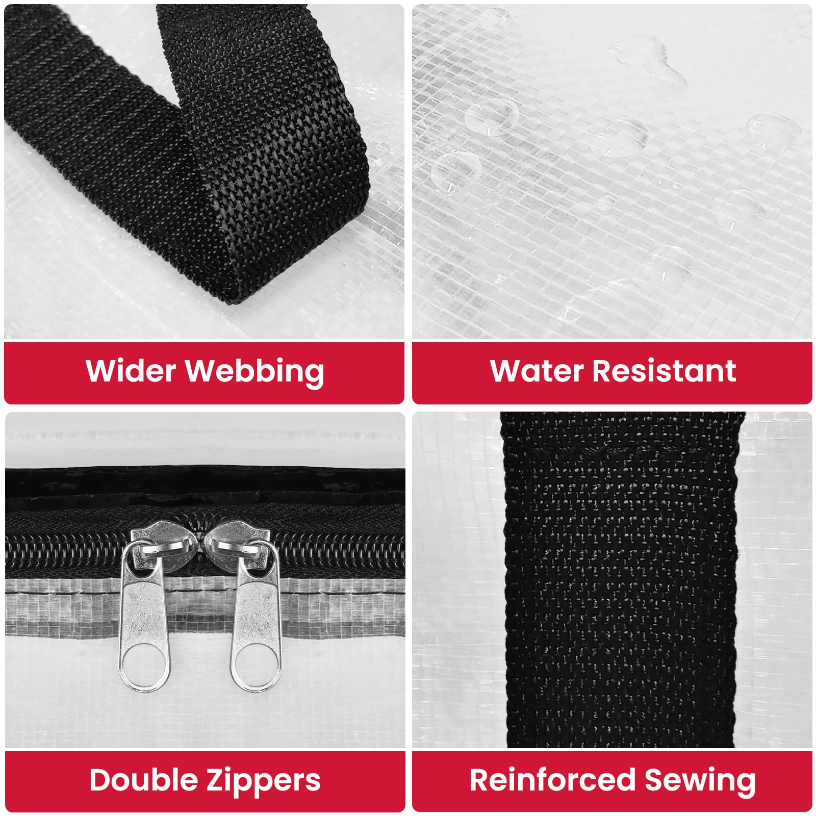 Roomhacks Clear Moving Bags Heavy Duty Extra Large, Moving Supplies With Reinforced Handle And Double Zipper, Storage Bags For M