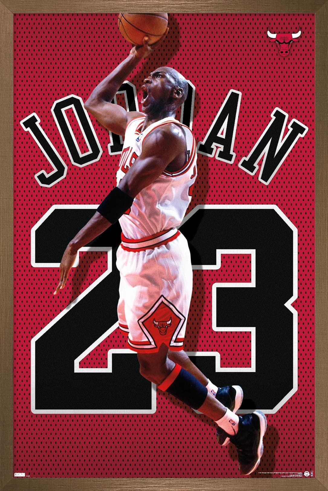 Trends International Michael Jordan - Jersey Wall Poster, 14.725'' X 22.375'', Bronze Framed Version