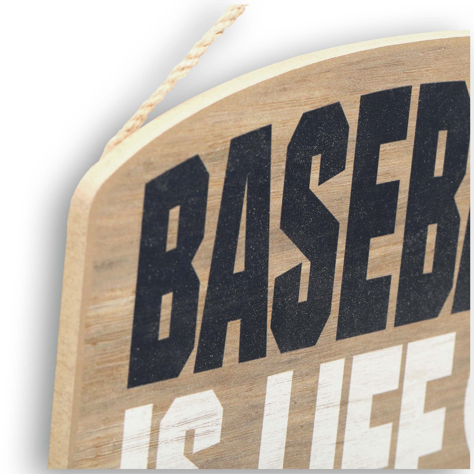 Baseball Is Life Hanging Wood Wall Decor - Fun Baseball Sign For Man Cave, Kids' Bedroom Or Playroom