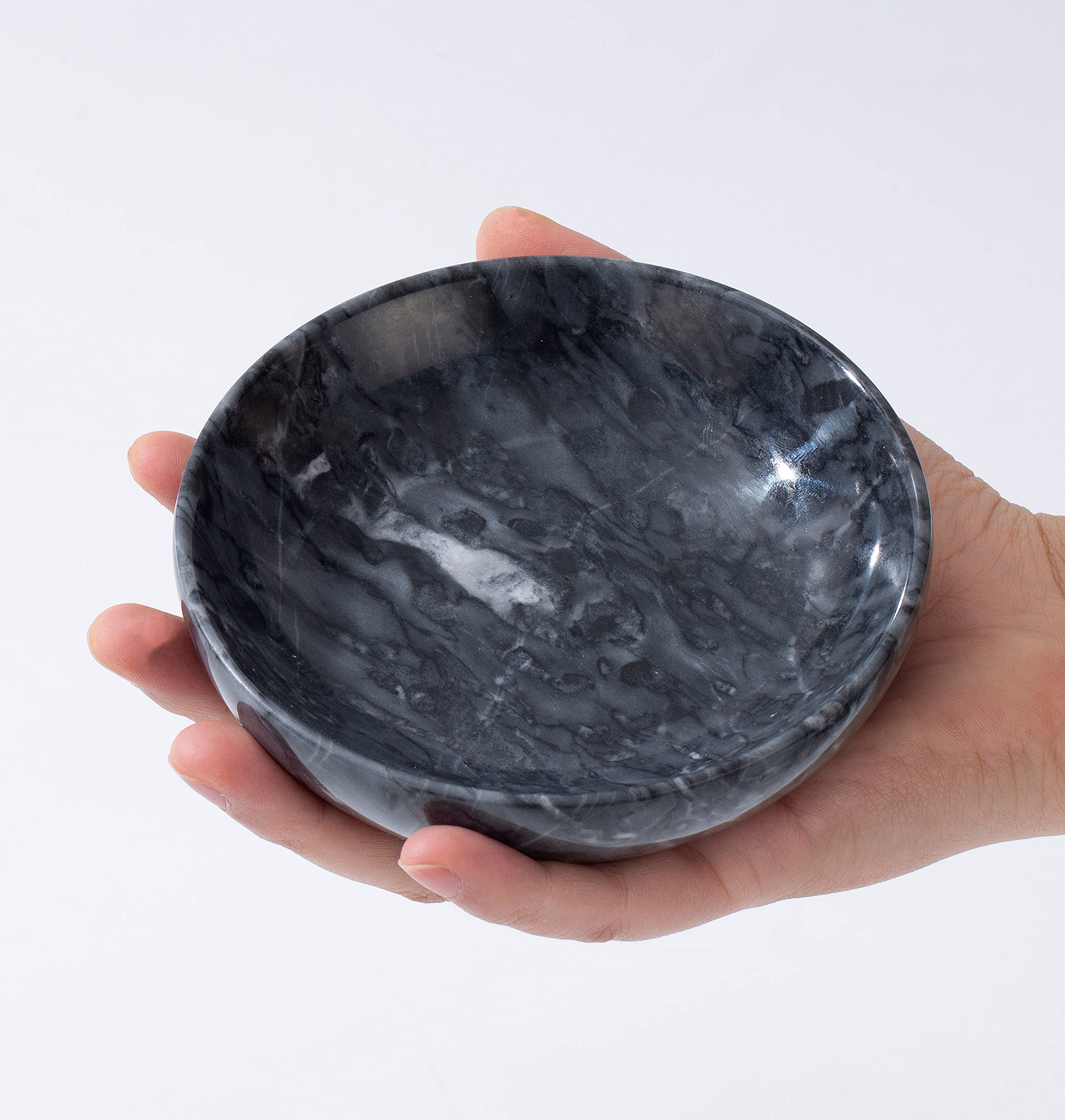 CM CHIC MONDAY 4.72 Inch Small Decorative Bowls, Natural Marble Decorative Bowls for Home Decor, Key Bowl, Coffee Tables Centerp