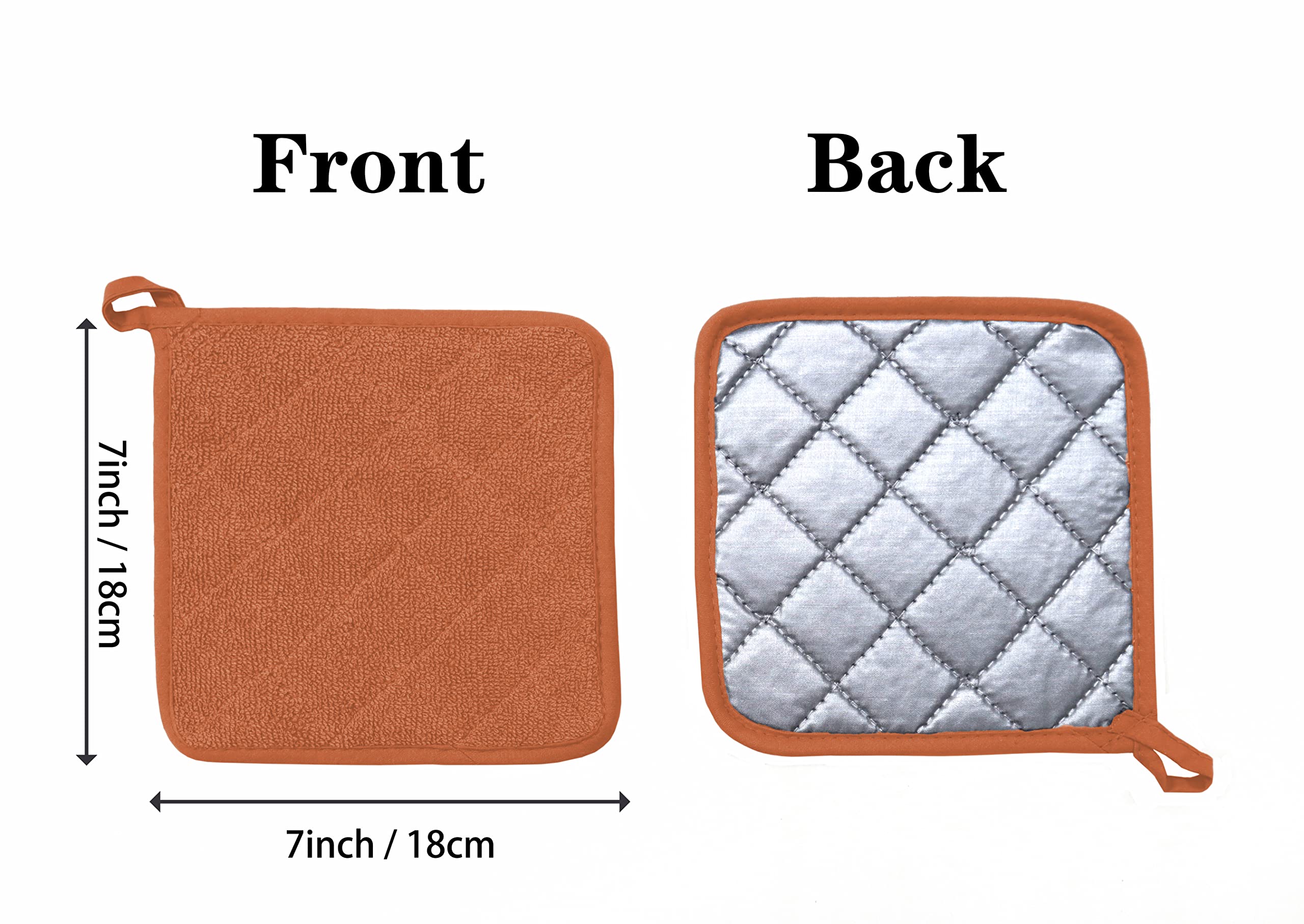 Veikery Oven Pot Holders 100% Cotton,7X7 Inches,3 Packs,Perfect For Cooking, Baking, Serving, Bbq Or Dinner Party (Orange, 3)