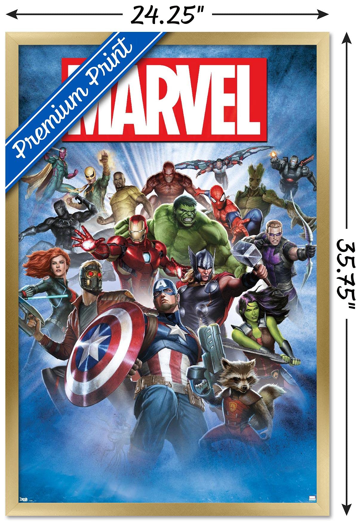 Trends International Marvel Comics - Group Shot Wall Poster, 22.375'' X 34'', Gold Framed Version