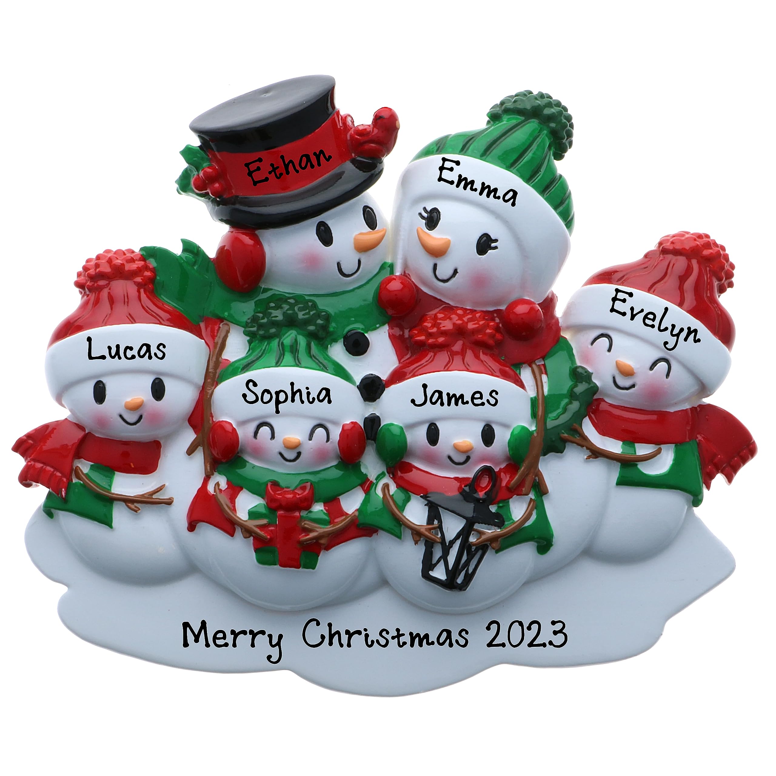 Personalized Family Ornament 2025 Snowman Family of 6 Personalized Christmas Ornament - Personalized Family Christmas Ornaments