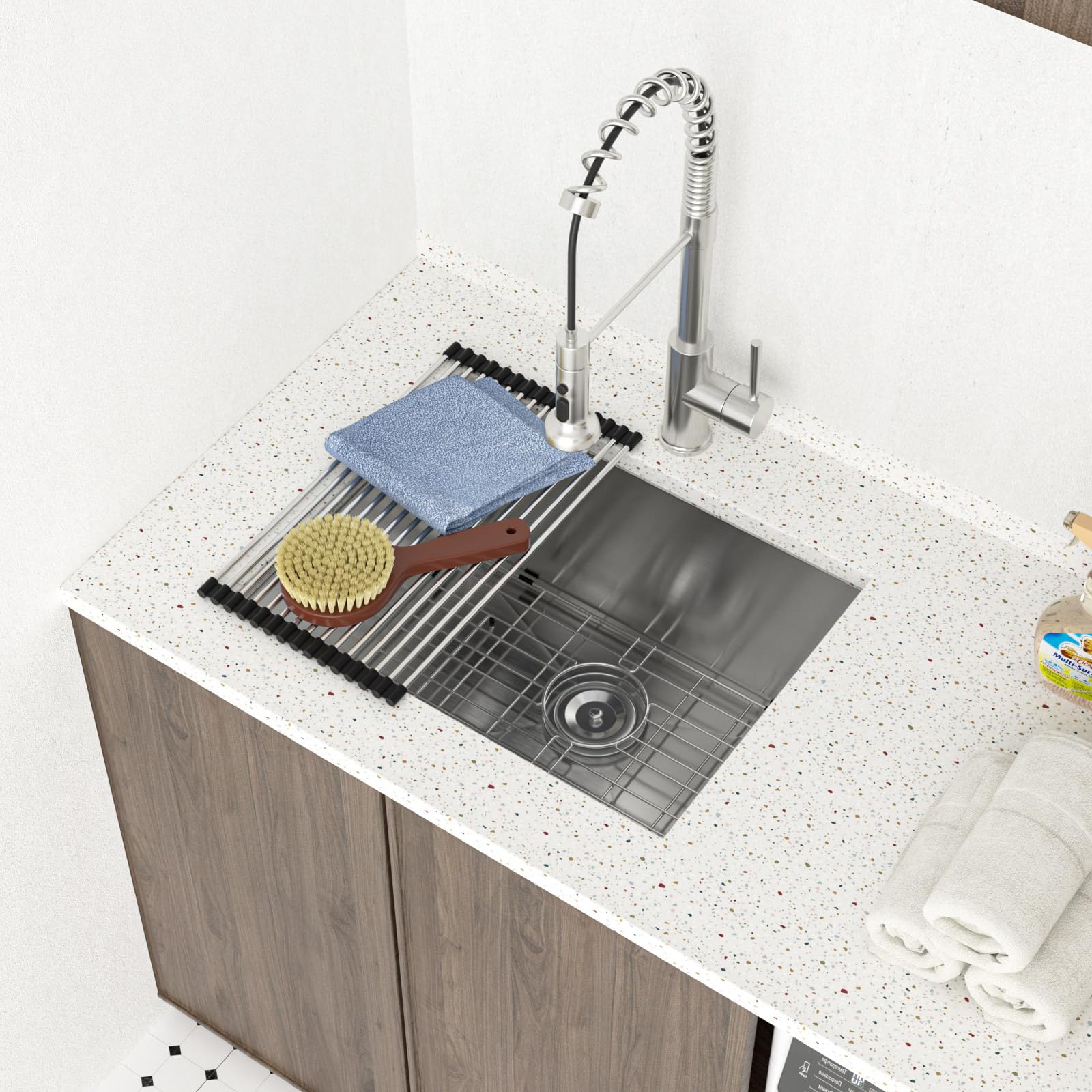 Lordear 24 Laundry Sink Stainless Steel - 24 X 19 X 13 Undermount Sink Single Bowl 16 Gauge Stainless Steel Deep Laundry Room Ut