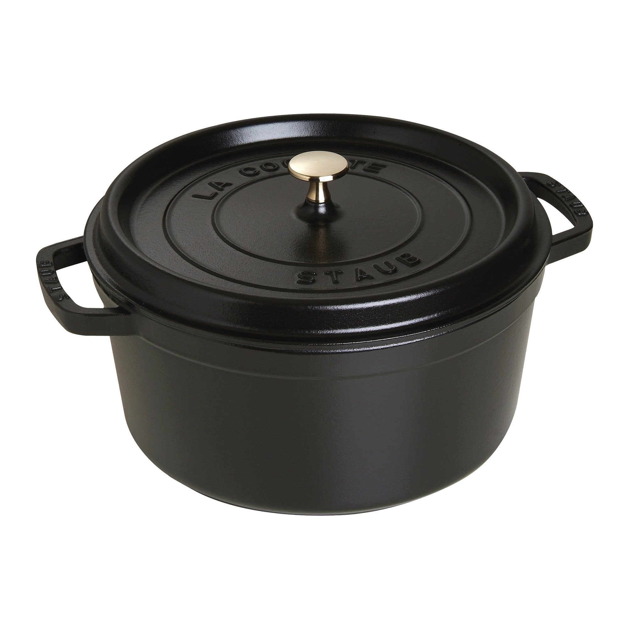 Staub Cast Iron Dutch Oven 7-Qt Round Cocotte, Made In France, Serves 7-8, Black Matte