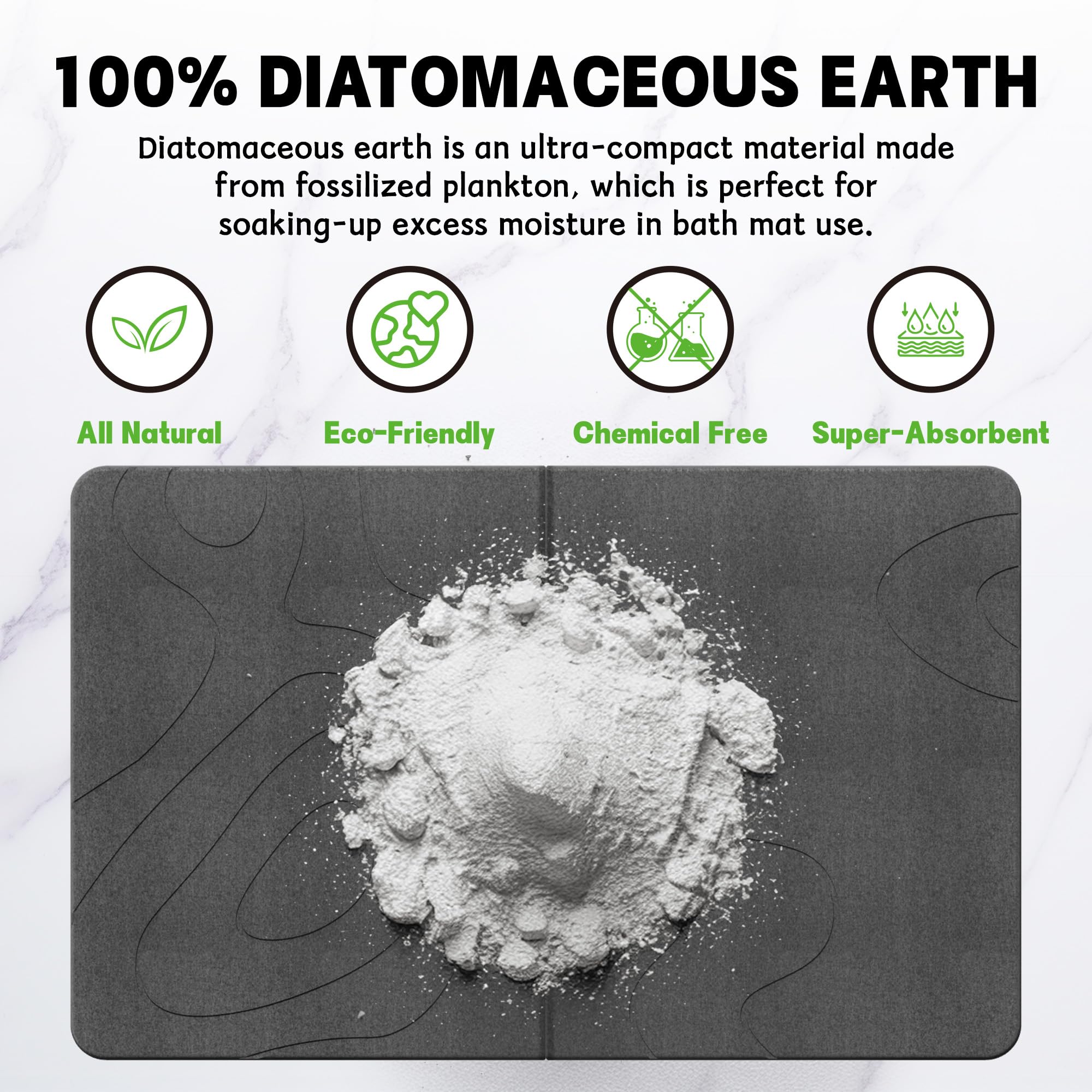 Farest 32 * 20 Stone Bath Mat Extra Large Diatomaceous Earth Non-Slip Shower Mat Quick Drying Diatomite Bath Stone Mats For Bath