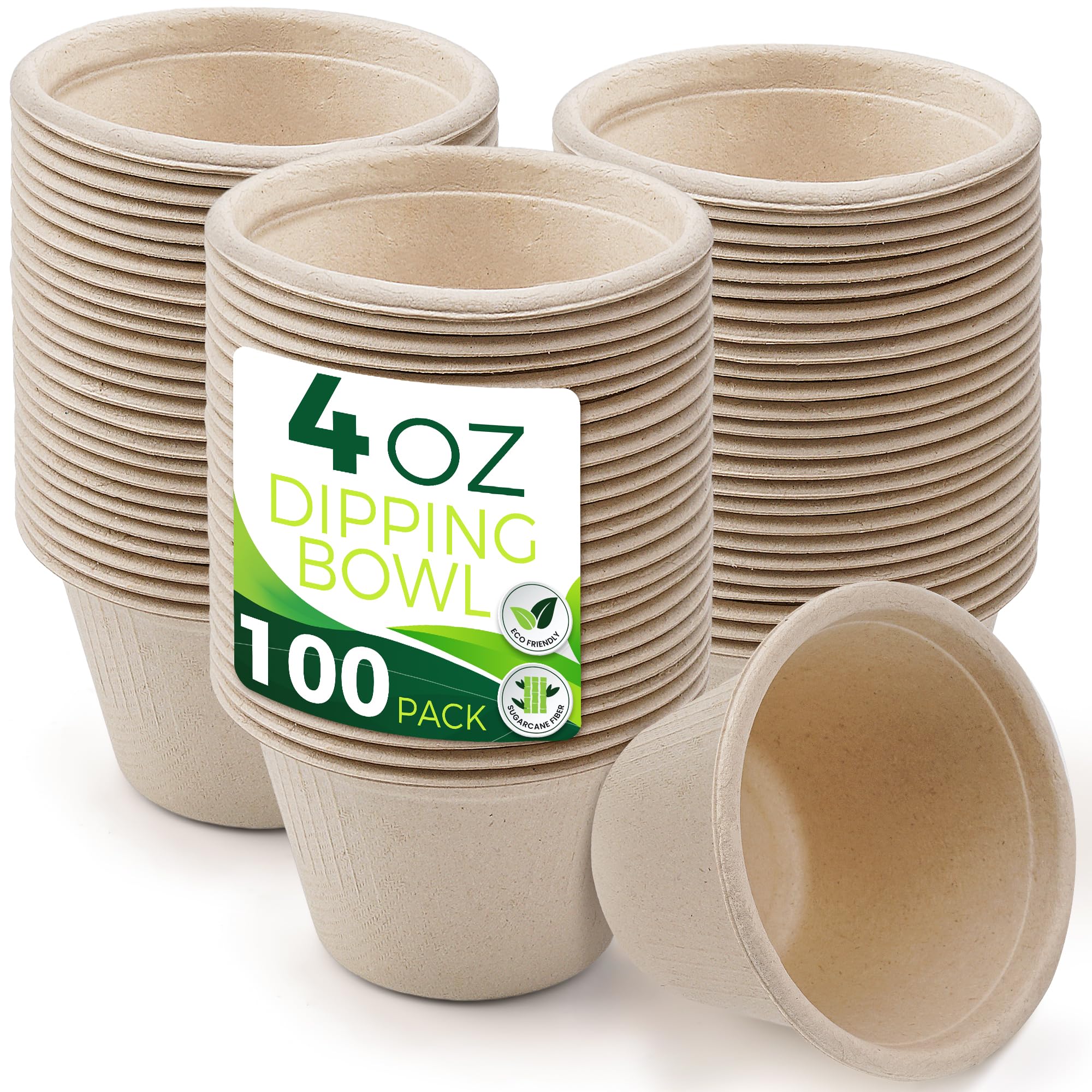 BIRCHIO 4oz Disposable Paper Cups [100Pack], Sturdy Small/Mini Paper Cups/bowls, Perfect for Dip Sauce, Tasting and Snacks, 100