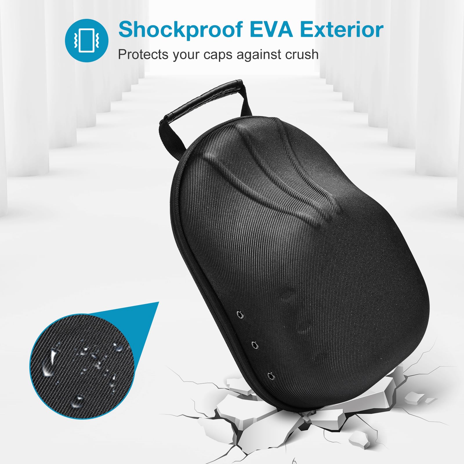 Procase Hat Travel Hard Case, Hat Carrier Storage Bag For 5-6 Baseball Caps,Hat Organizer Ball Caps Holder With Adjustable Shoul