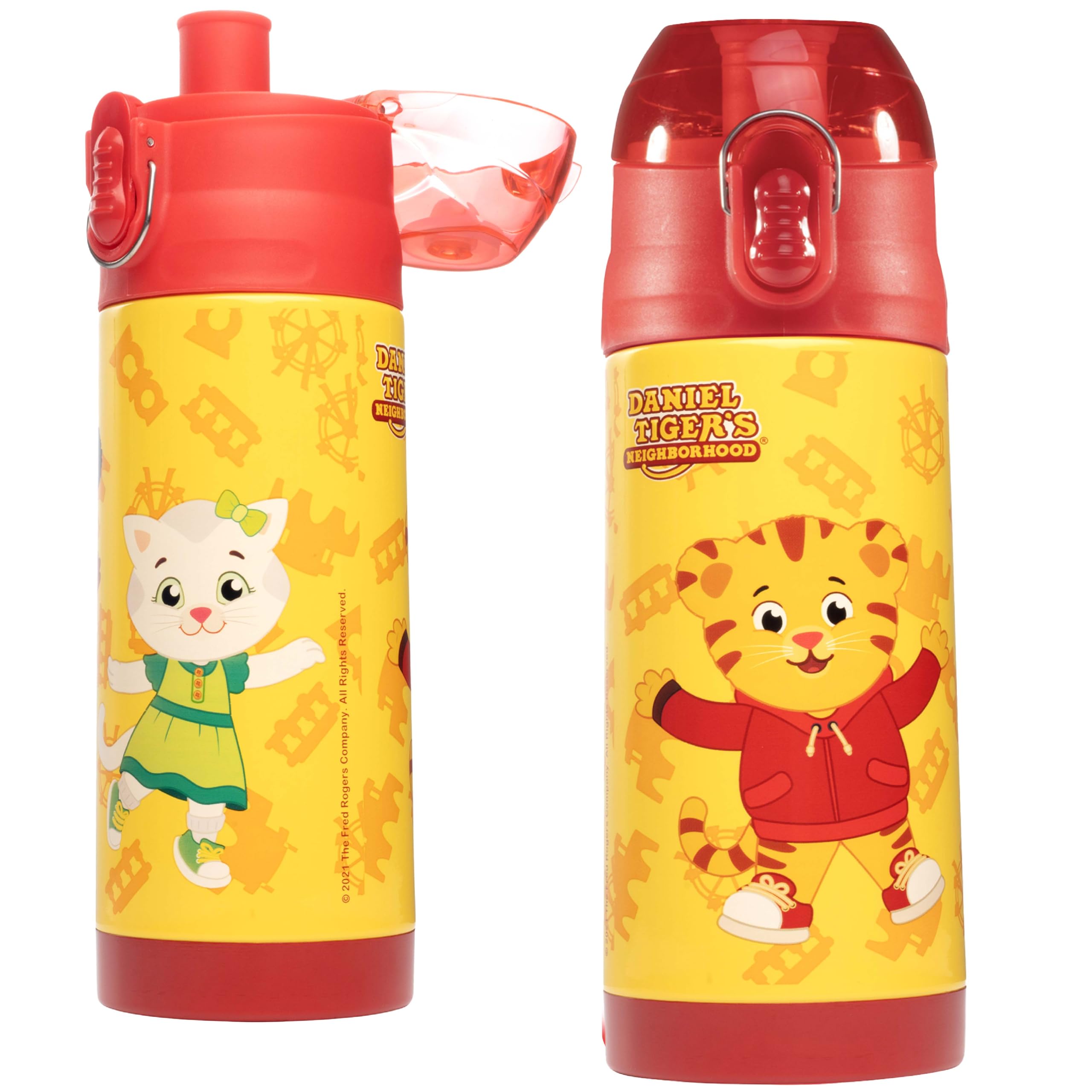 Daniel Tiger 13 Oz Insulated Water Bottle With Latching Lid  Easy To Use For Kids  Reusable Spill Proof & BpaFree, Keeps Drin